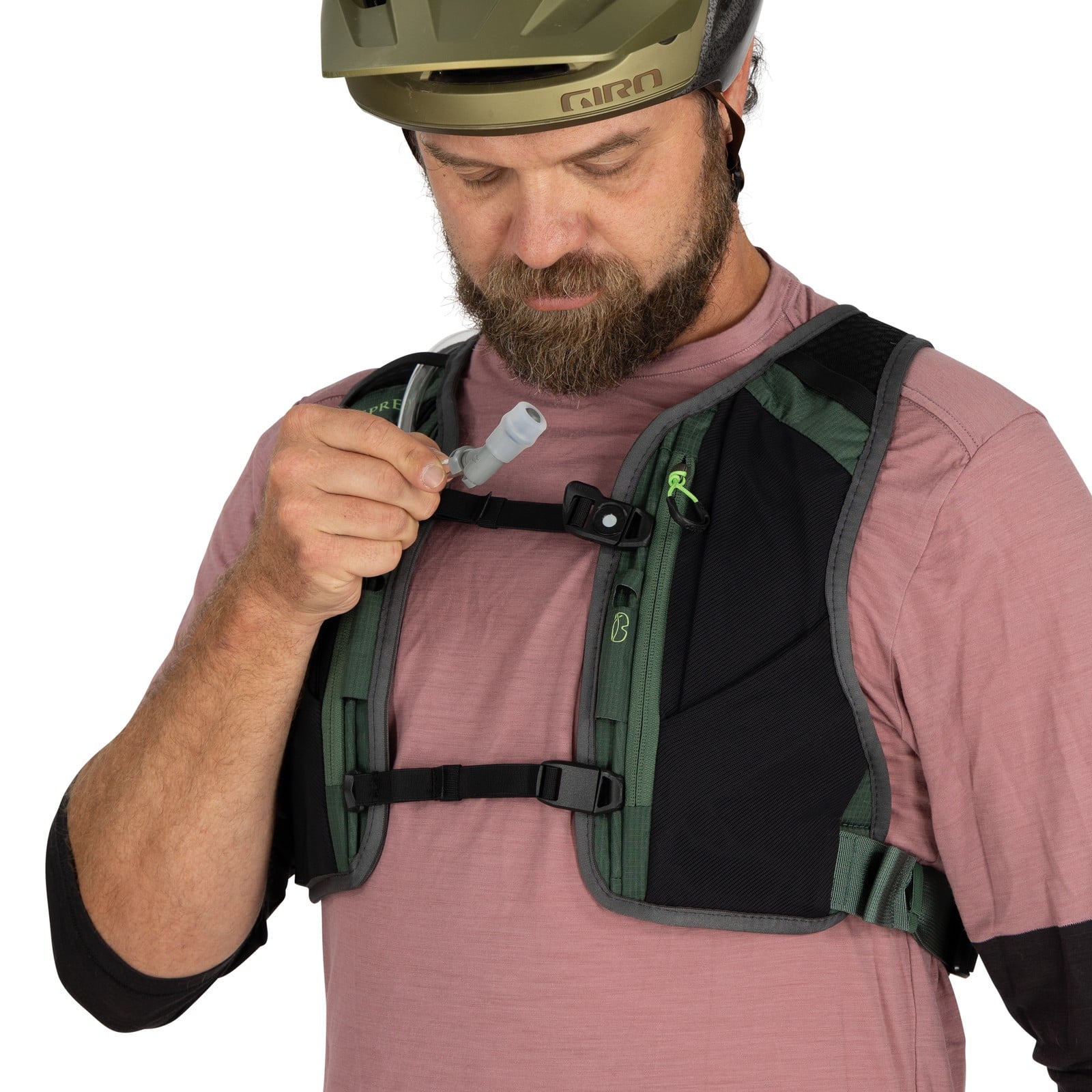 Osprey Escapist Velocity 6 Bike Hydration Vest 6L in Tundra Green — detail view 4