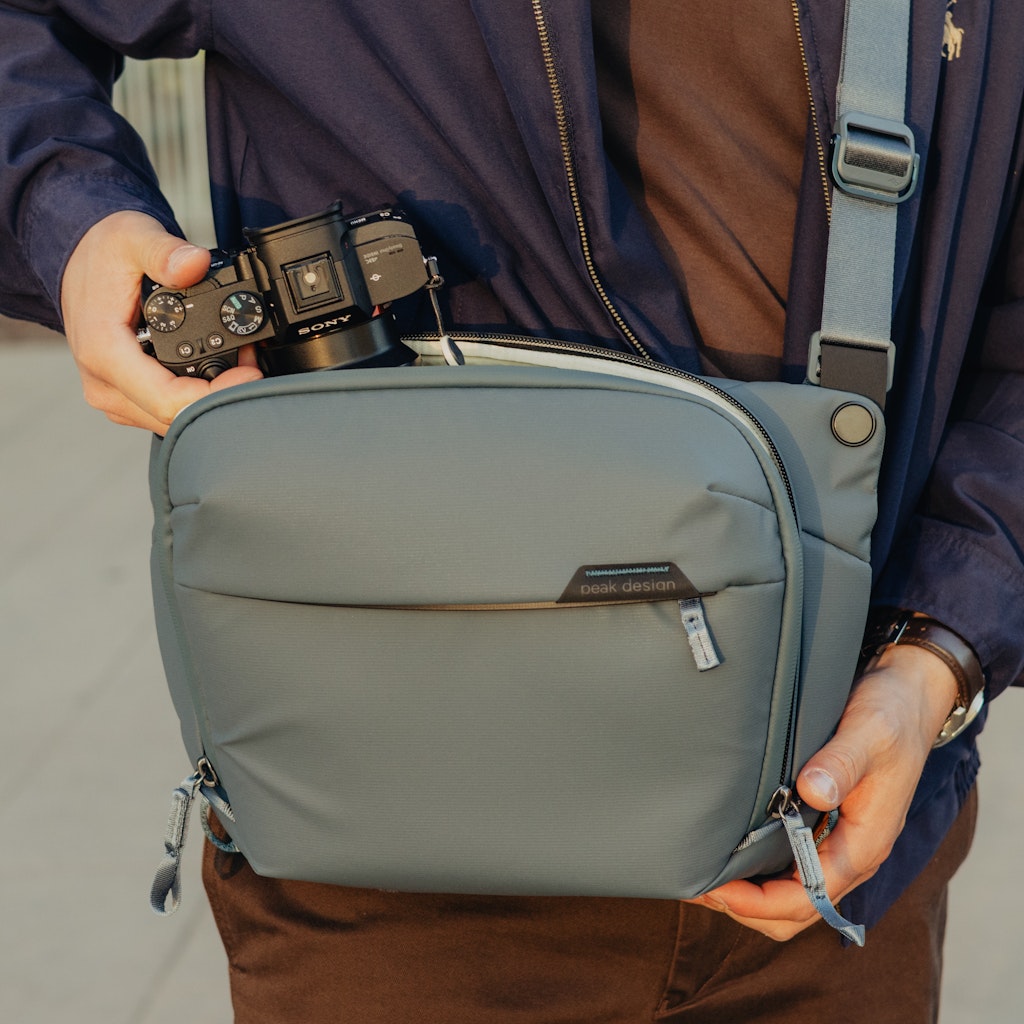 Peak Design Everyday Sling 6L in Ocean — lifestyle
