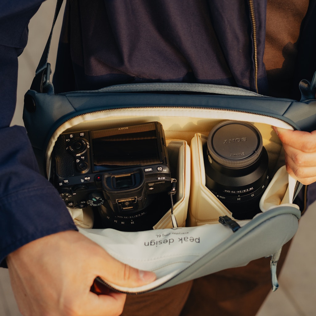 Peak Design Everyday Sling 6L in Ocean — lifestyle 2