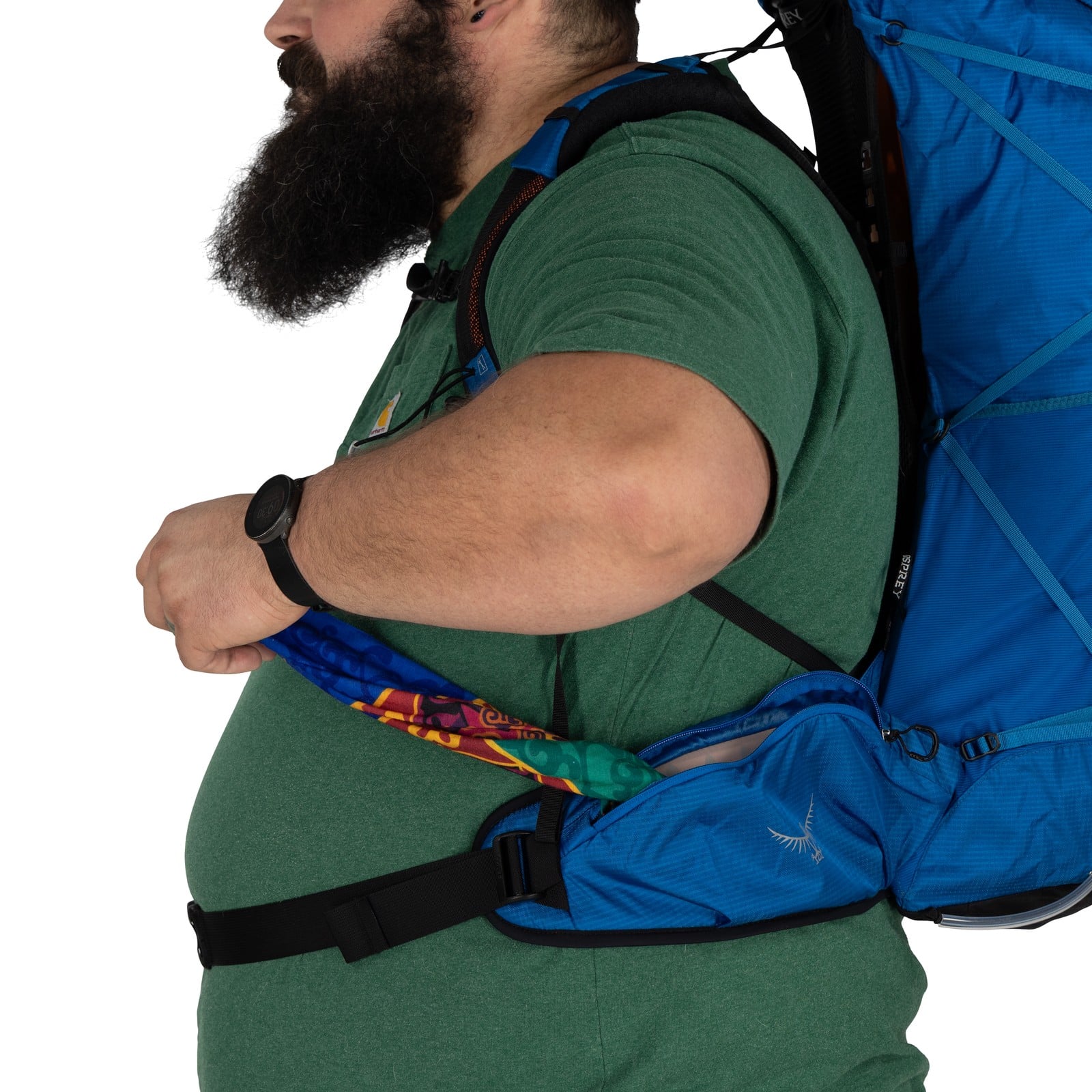 Osprey Exos 58 Extended Fit Backpacking Pack 58L in Blue Ribbon — detail view 2