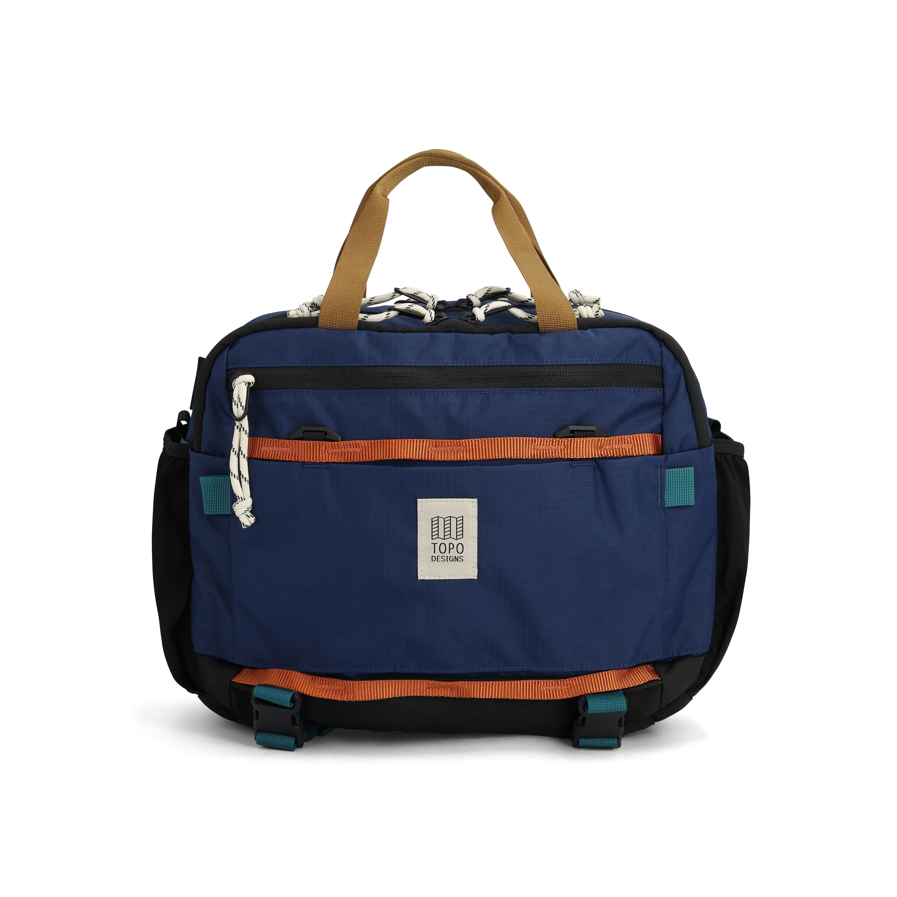 Topo Designs Mountain Cross Bag in Midnight Caribbean — angle view 2 # color_Midnight Caribbean