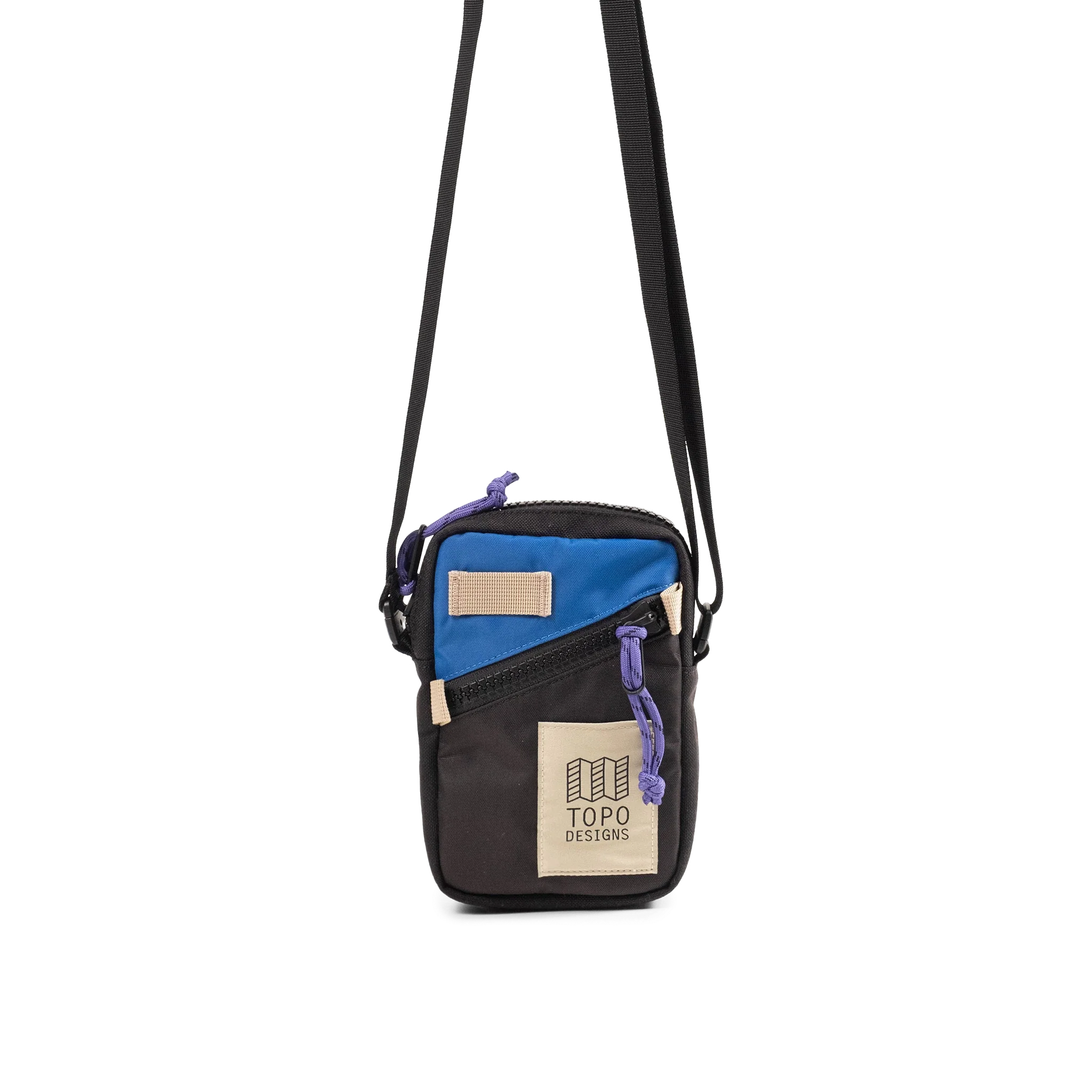 Topo Designs Mini Shoulder Bag in Classic Blue Black — front view # color_Classic Blue Black