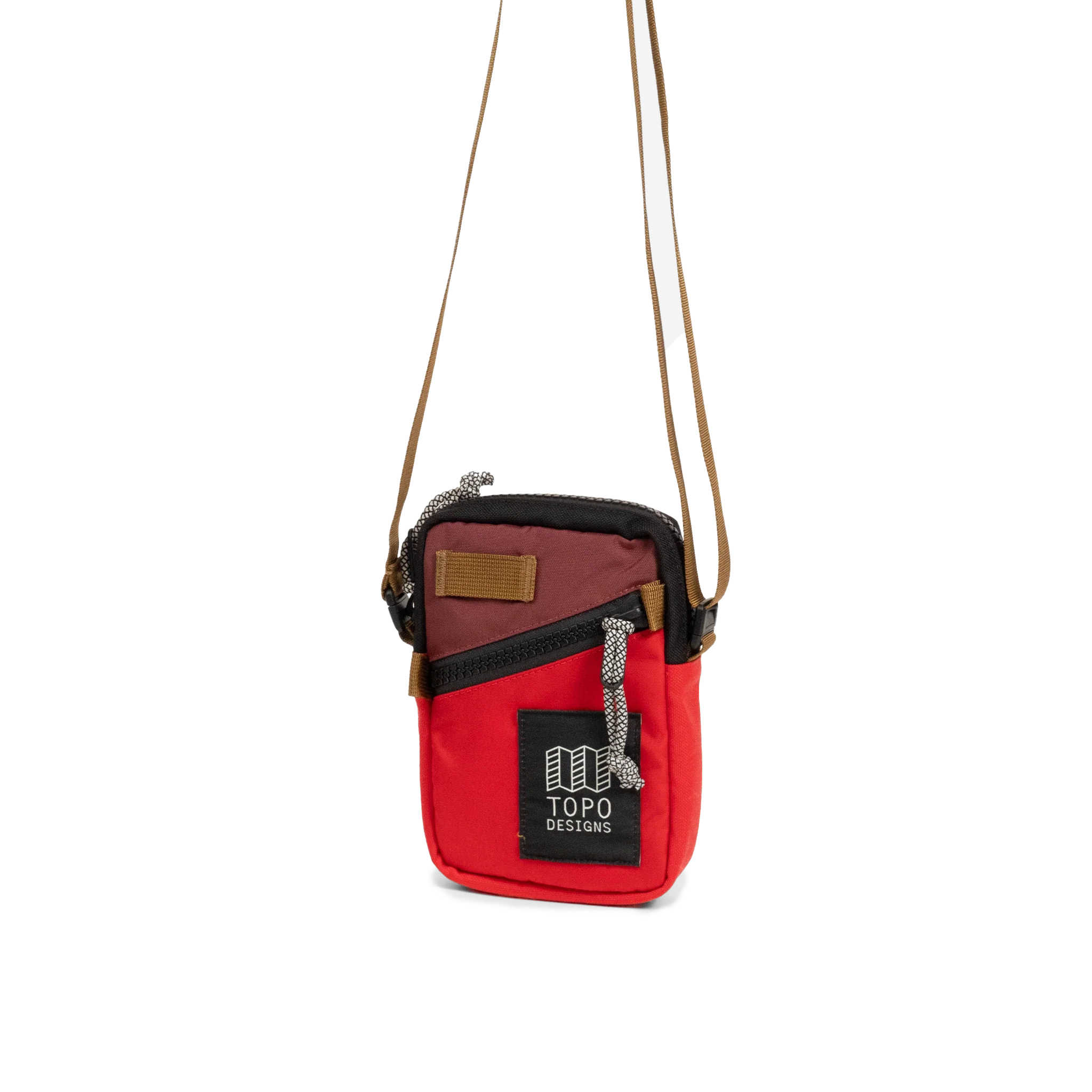 Topo Designs Mini Shoulder Bag in Maroon Salsa — angle view 2 # color_Maroon Salsa