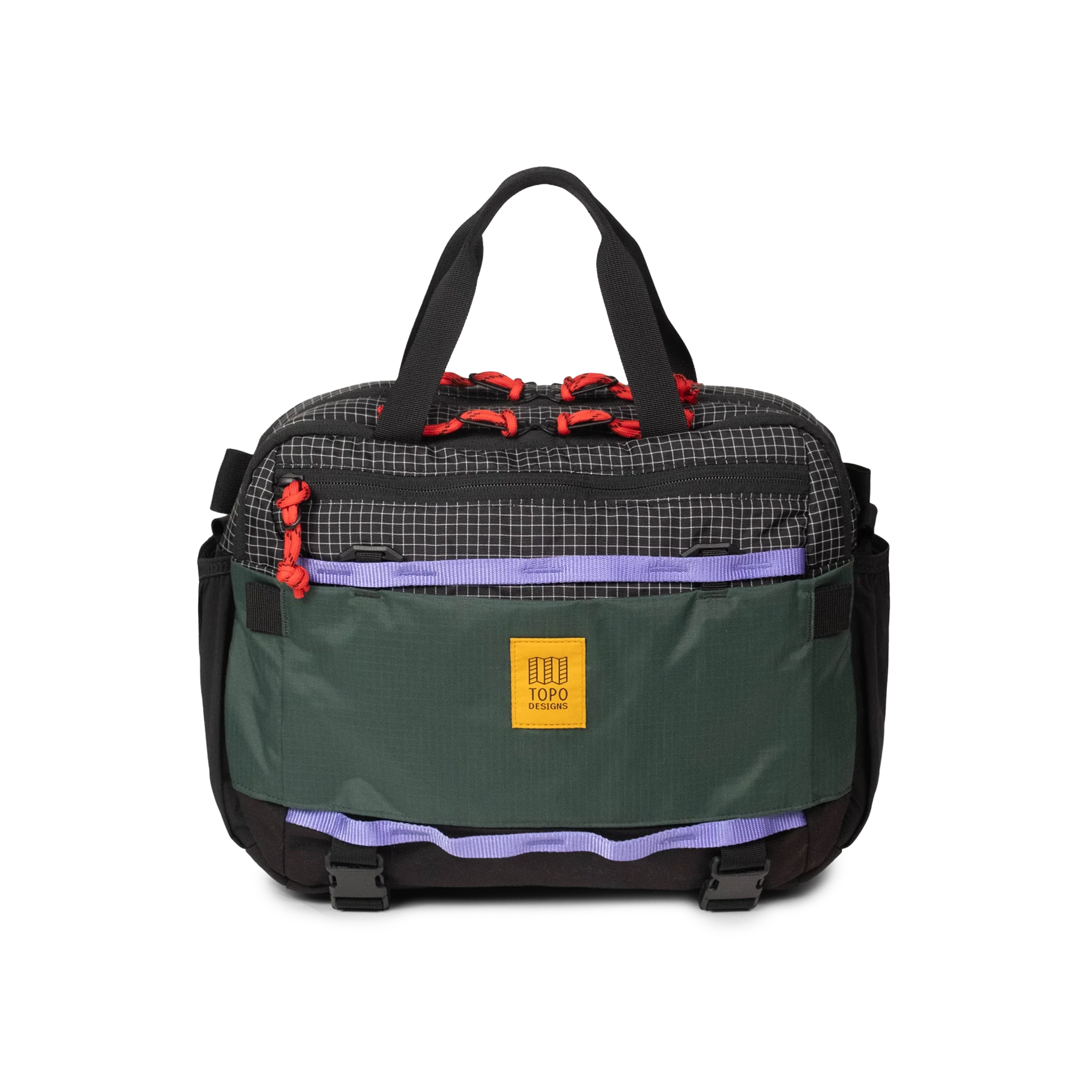 Topo Designs Mountain Cross Bag in Grid Very Peri — angle view 2 # color_Grid Very Peri