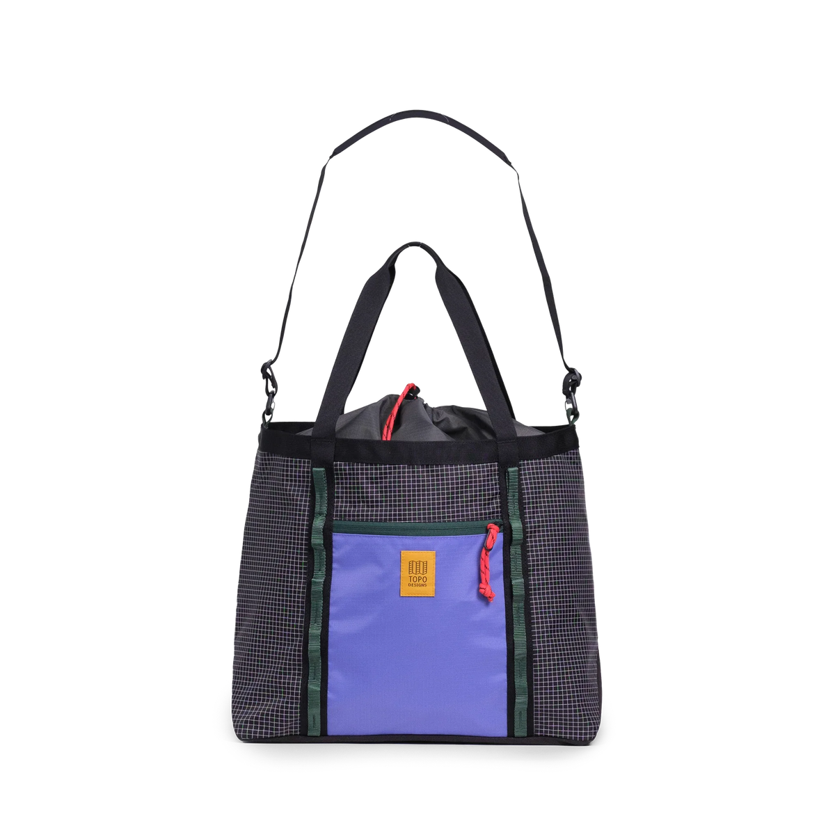 Topo Designs Mountain Utility Tote in Grid Very Peri — front view # color_Grid Very Peri