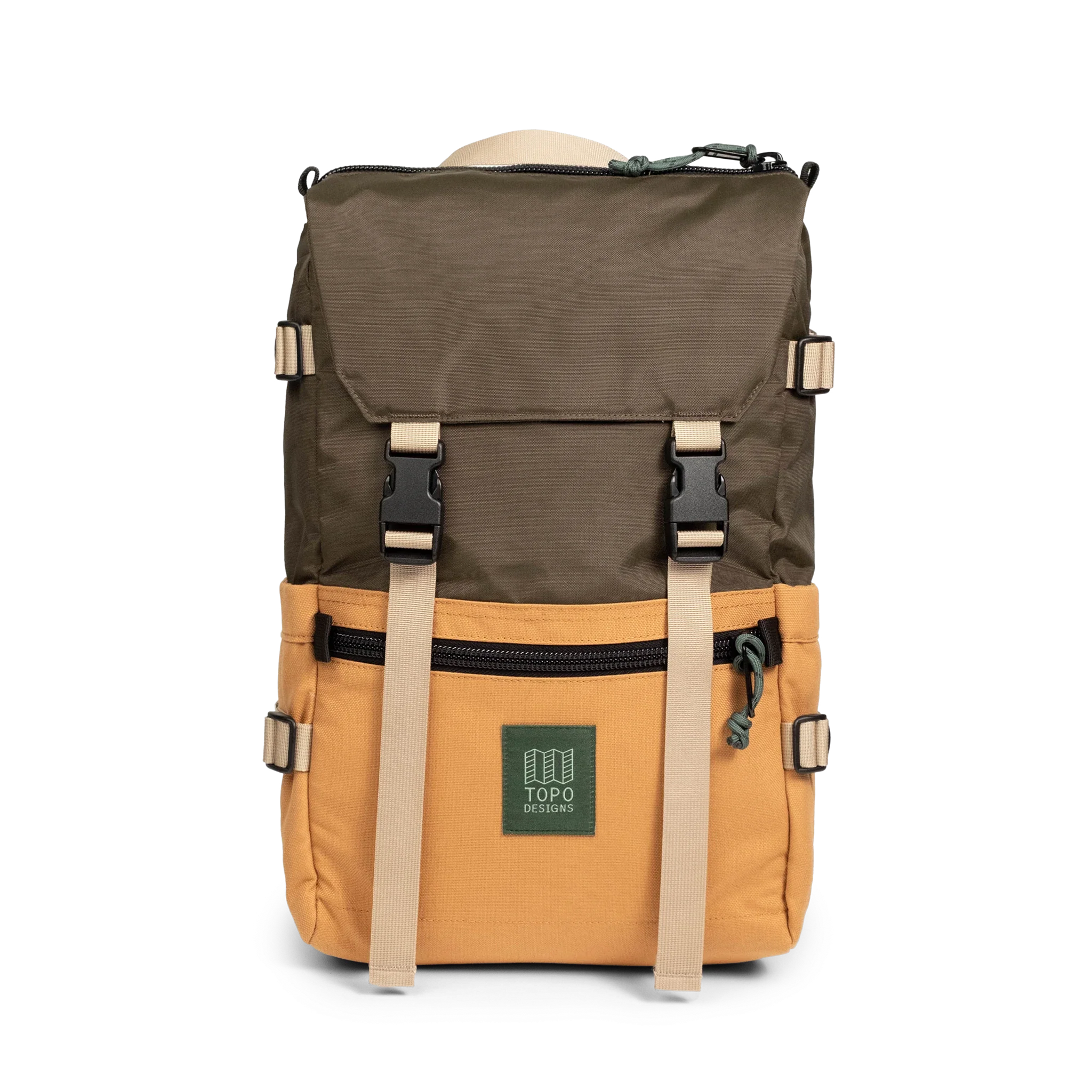 Topo Designs Rover Pack Classic in Woodland Brown Oak — angle view 2 # color_Woodland Brown Oak