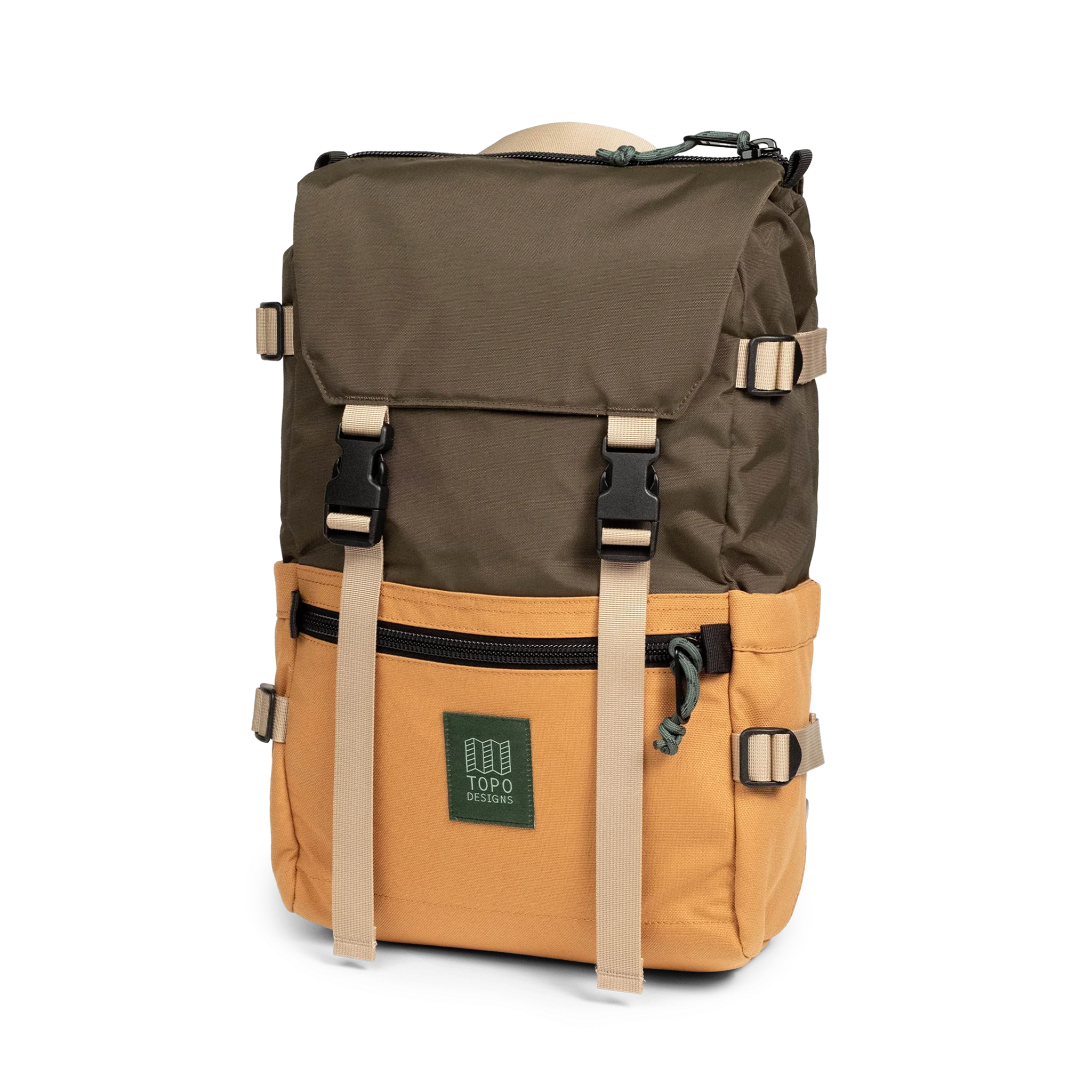 Topo Designs Rover Pack Classic in Woodland Brown Oak — front view # color_Woodland Brown Oak