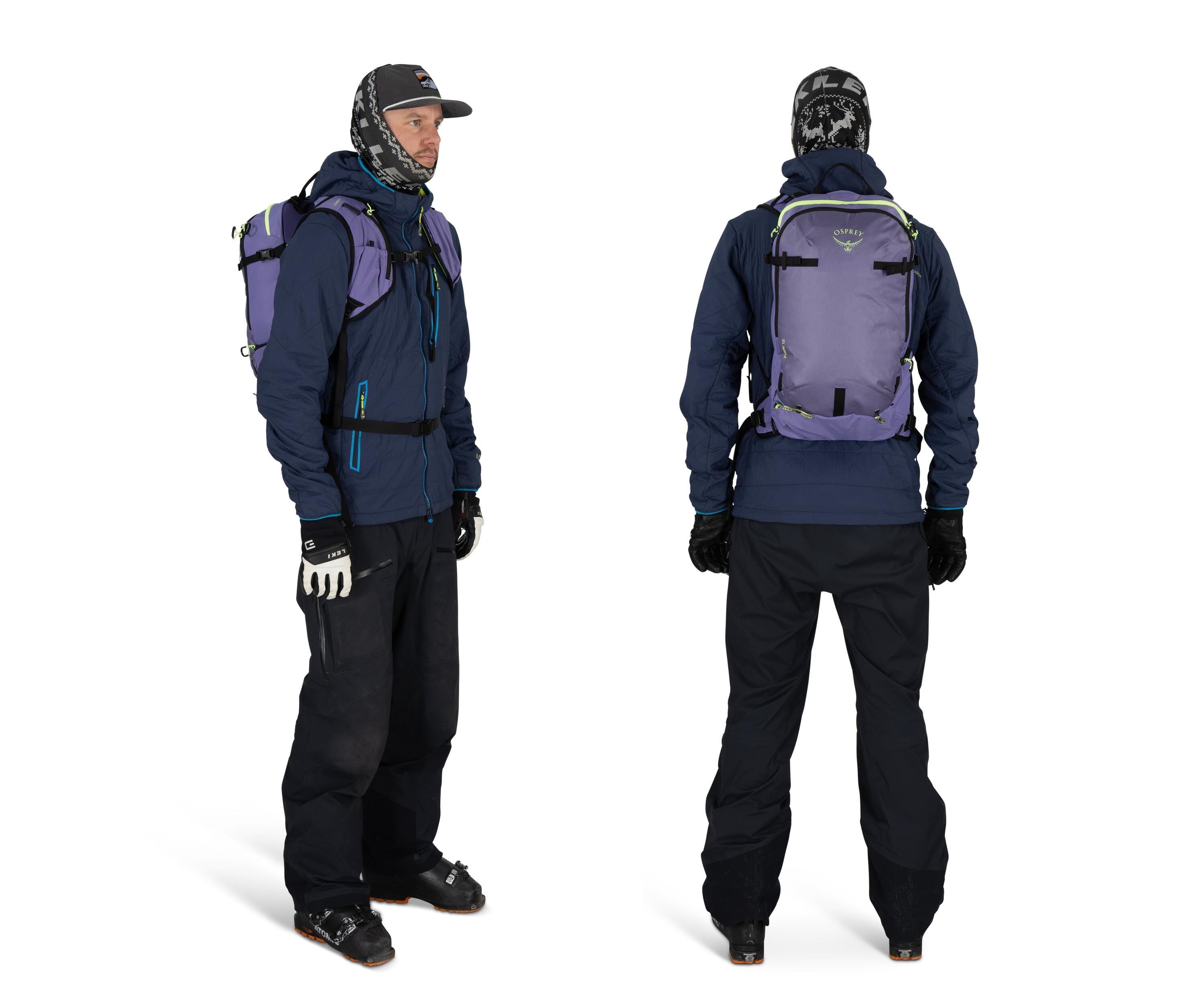 Osprey Firn 18 Ski & Snowboard Backpack 18L in Euphoria Purple — lifestyle 2