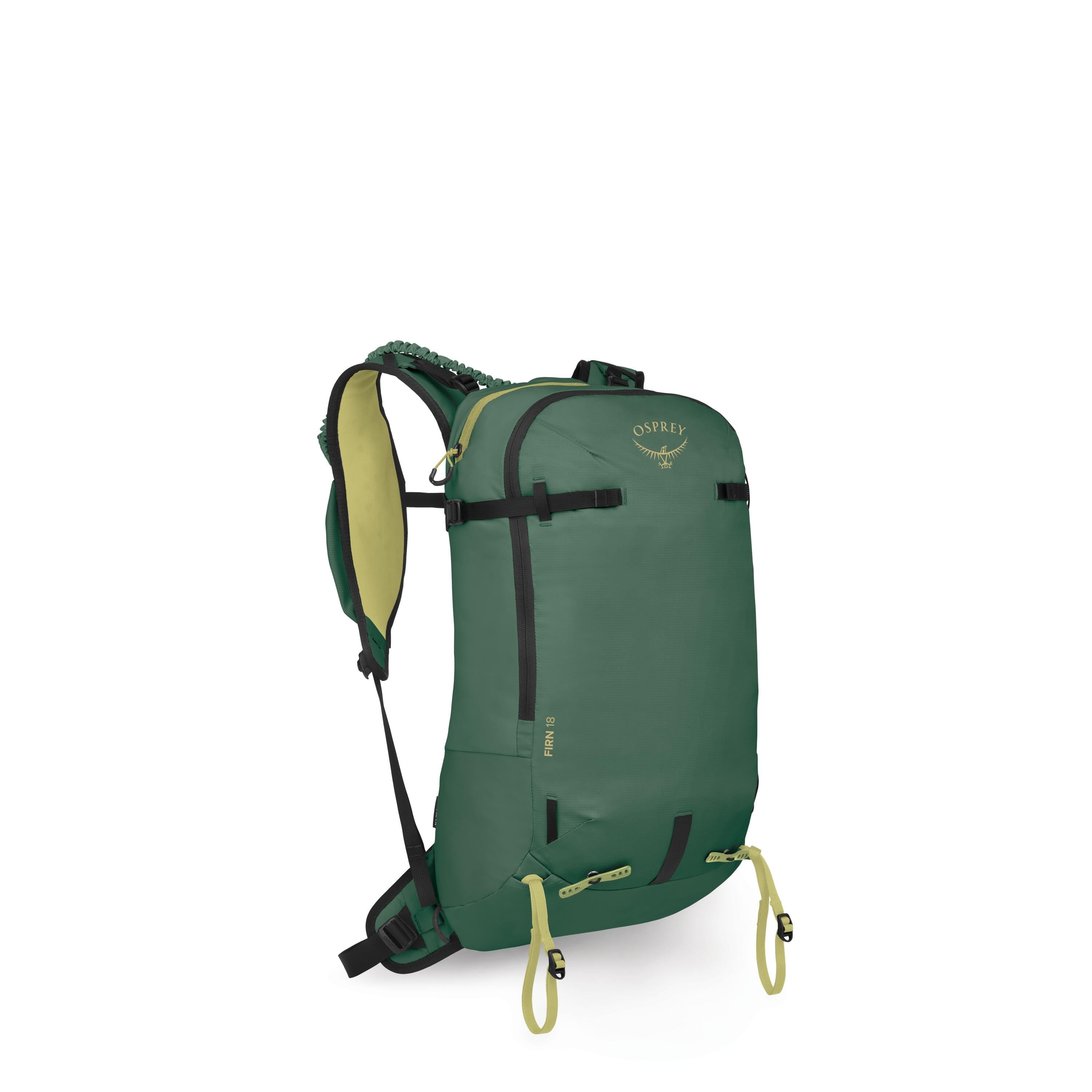 Osprey Firn 18 Ski & Snowboard Backpack 18L in Tundra Green — angle view 2
