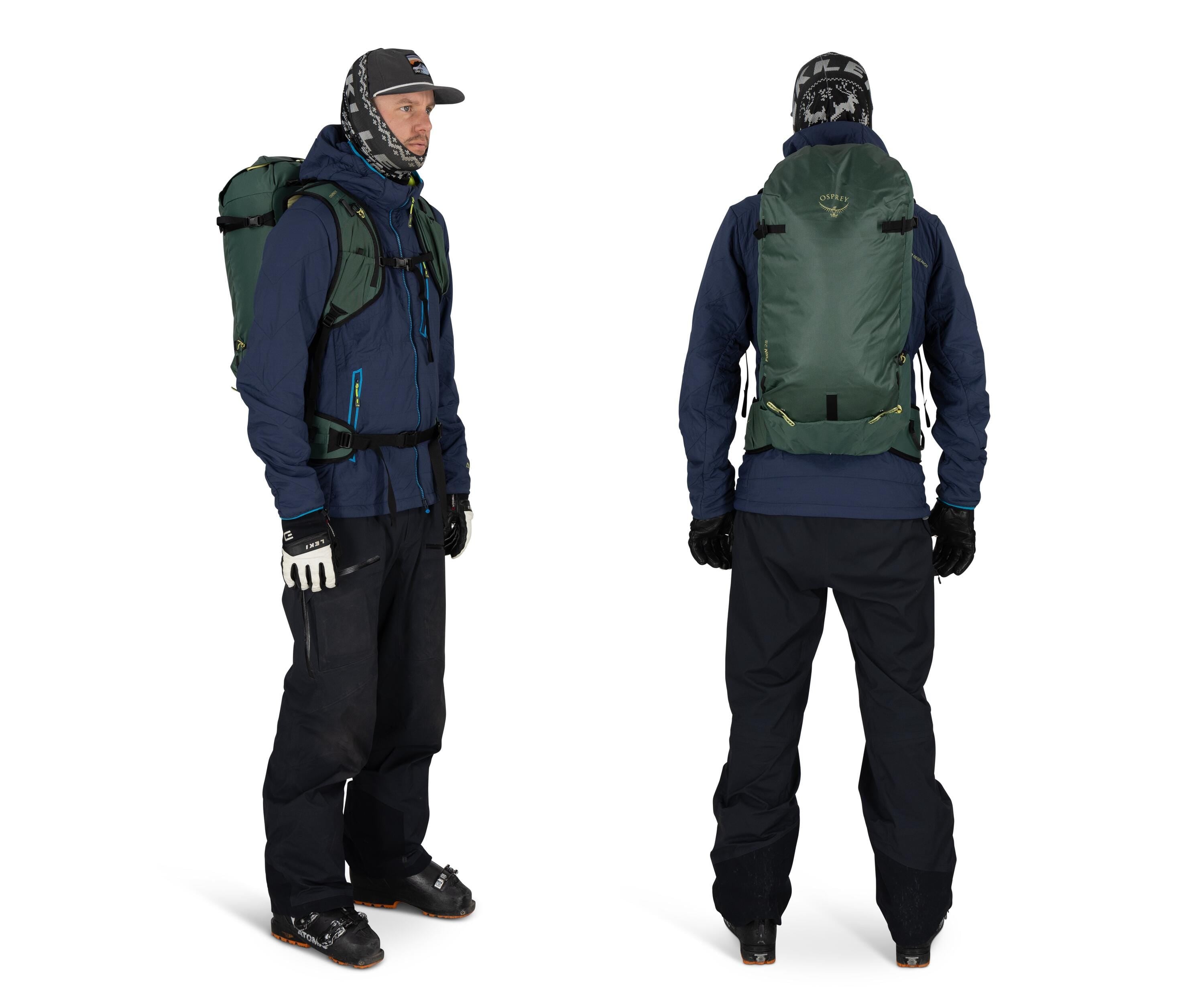 Osprey Firn 28 Ski & Snowboard Backpack 28L in Tundra Green — lifestyle 2