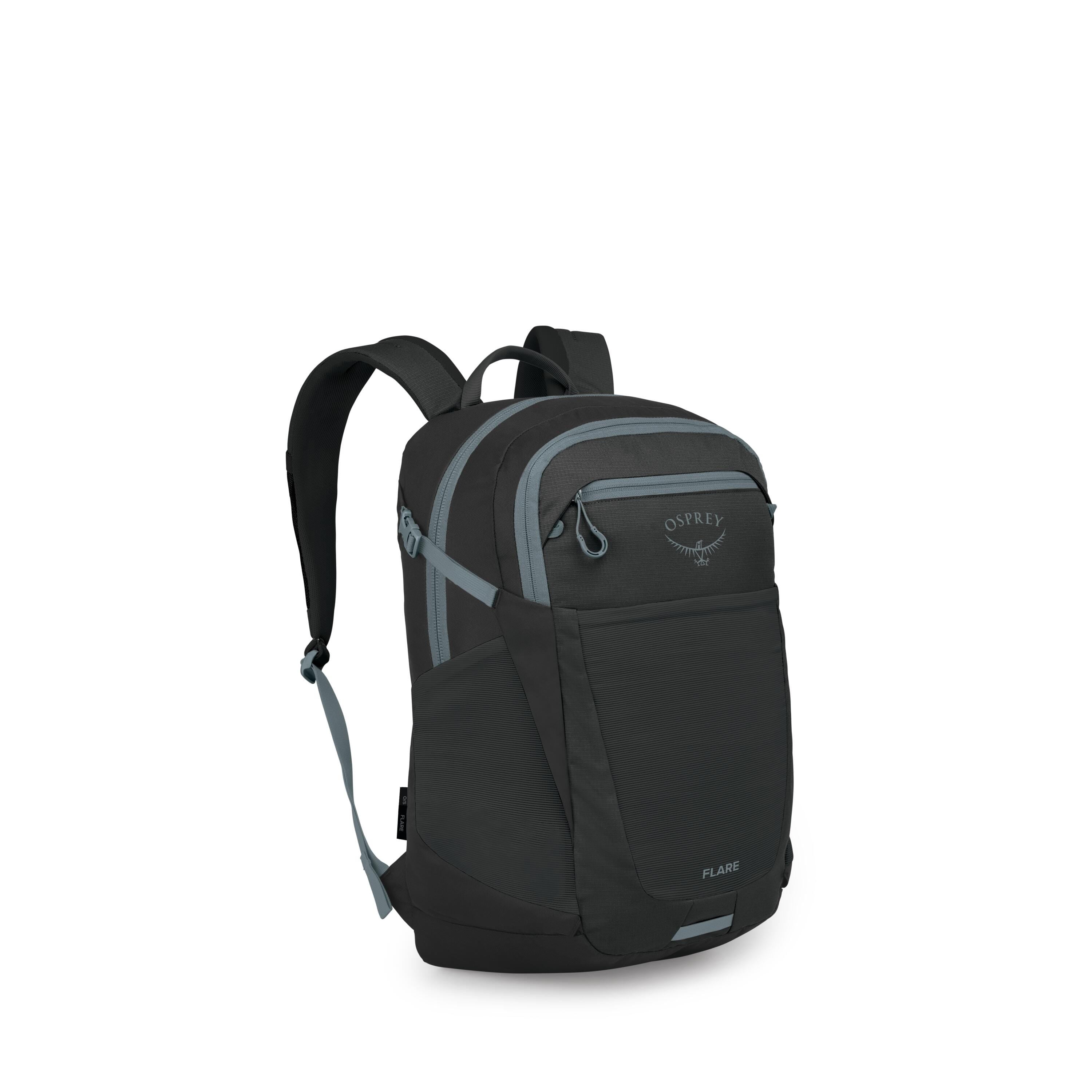Osprey Flare Laptop Backpack 27L in Black-Shale Grey — front view # color_Black-Shale Grey