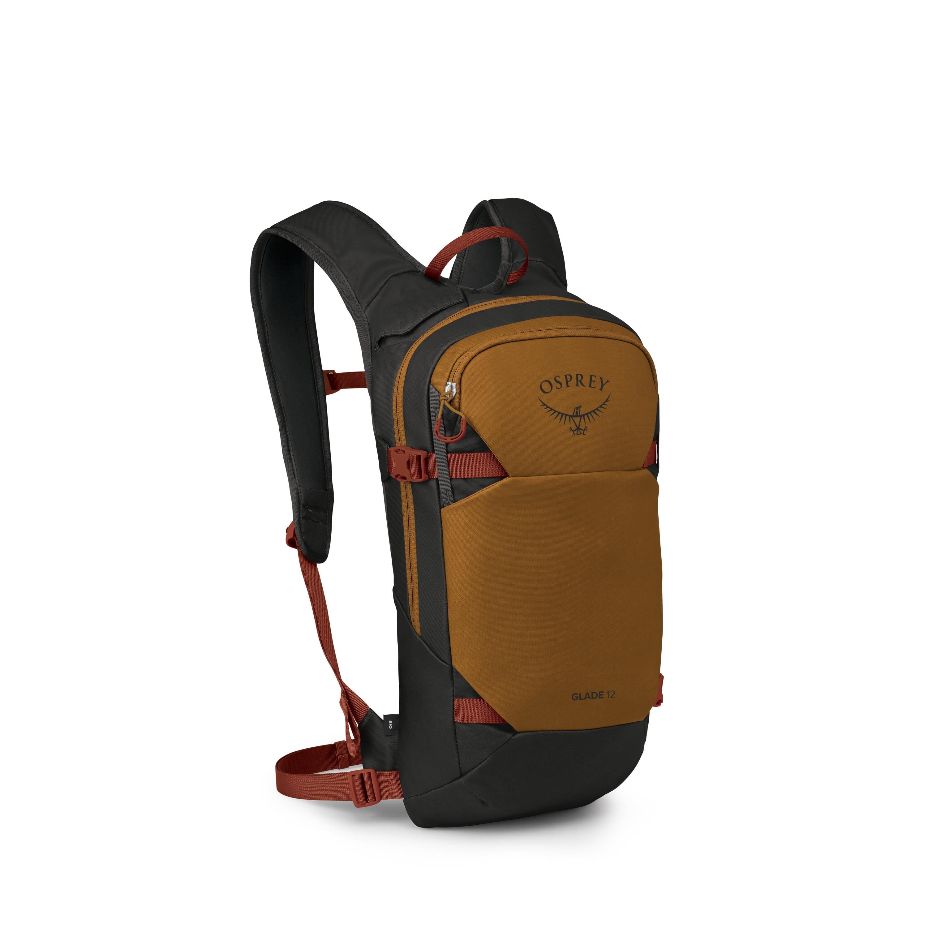 Osprey Glade 12 Ski & Snowboard Hydration Backpack 12L in Barley Brown-Black — angle view 2
