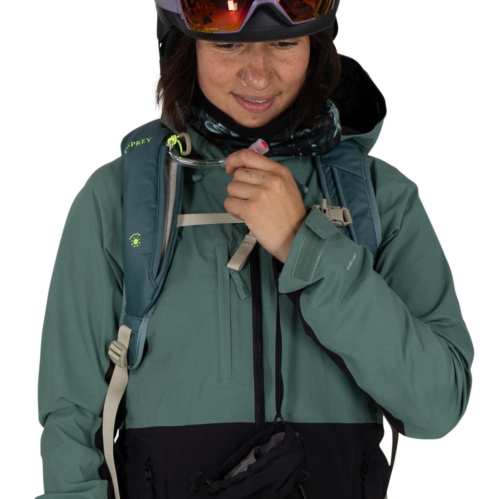 Osprey Glade 20 Ski & Snowboard Hydration Backpack 20L in Cascade Blue — detail view