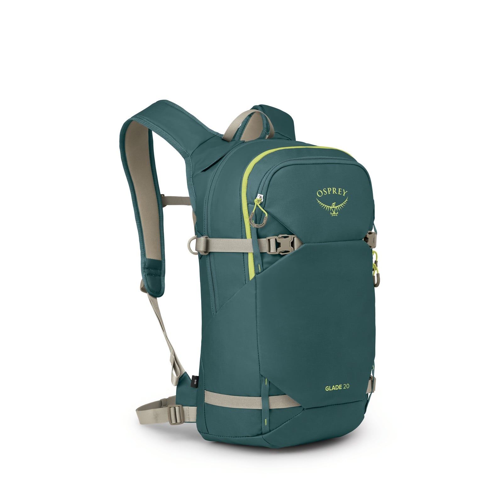 Osprey Glade 20 Ski & Snowboard Hydration Backpack 20L in Cascade Blue — angle view 2
