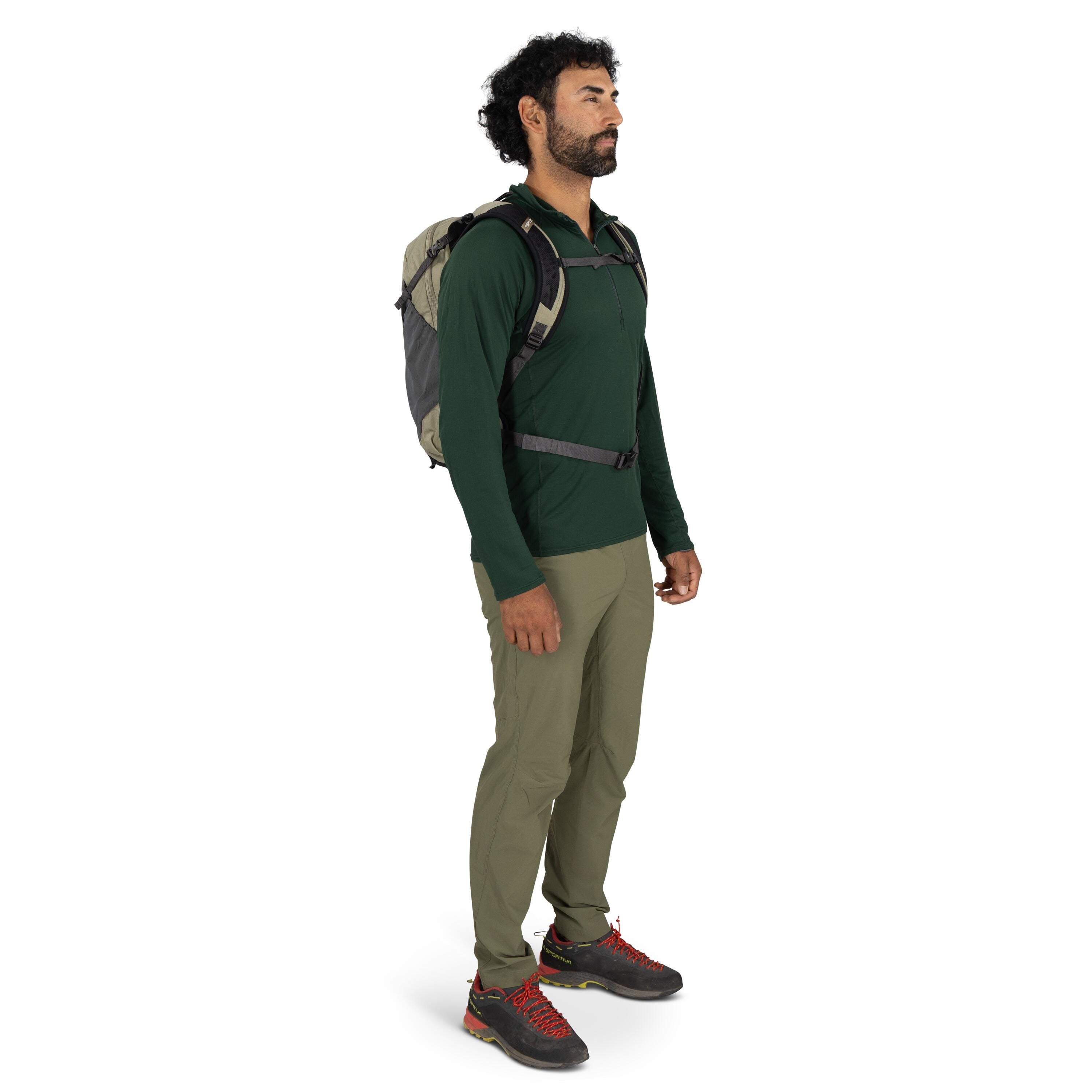 Osprey Hikelite 18 Hiking Backpack 18L in Olive Tan — lifestyle