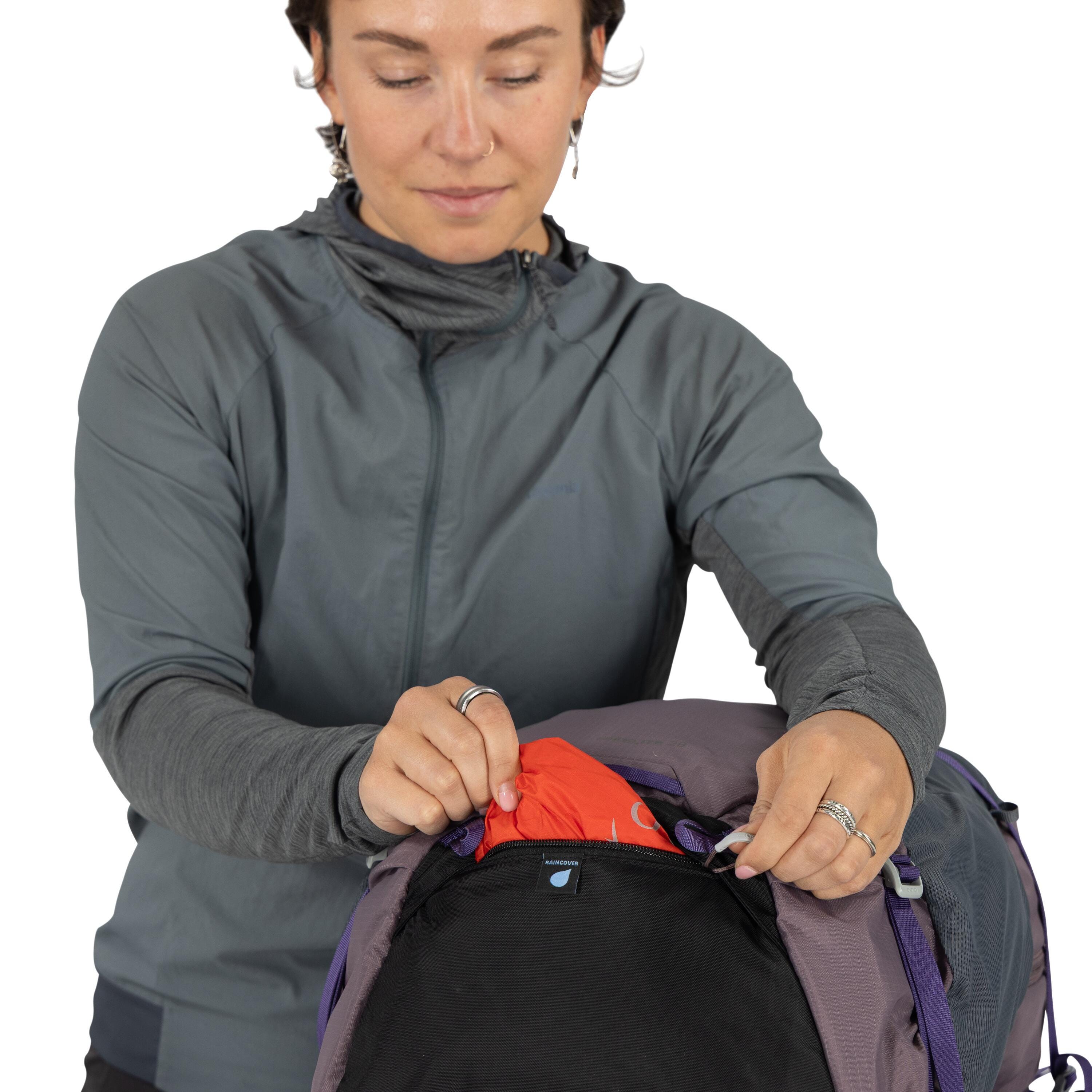 Osprey Hikelite 28 Hiking Backpack 28L in Graphite Purple — detail view