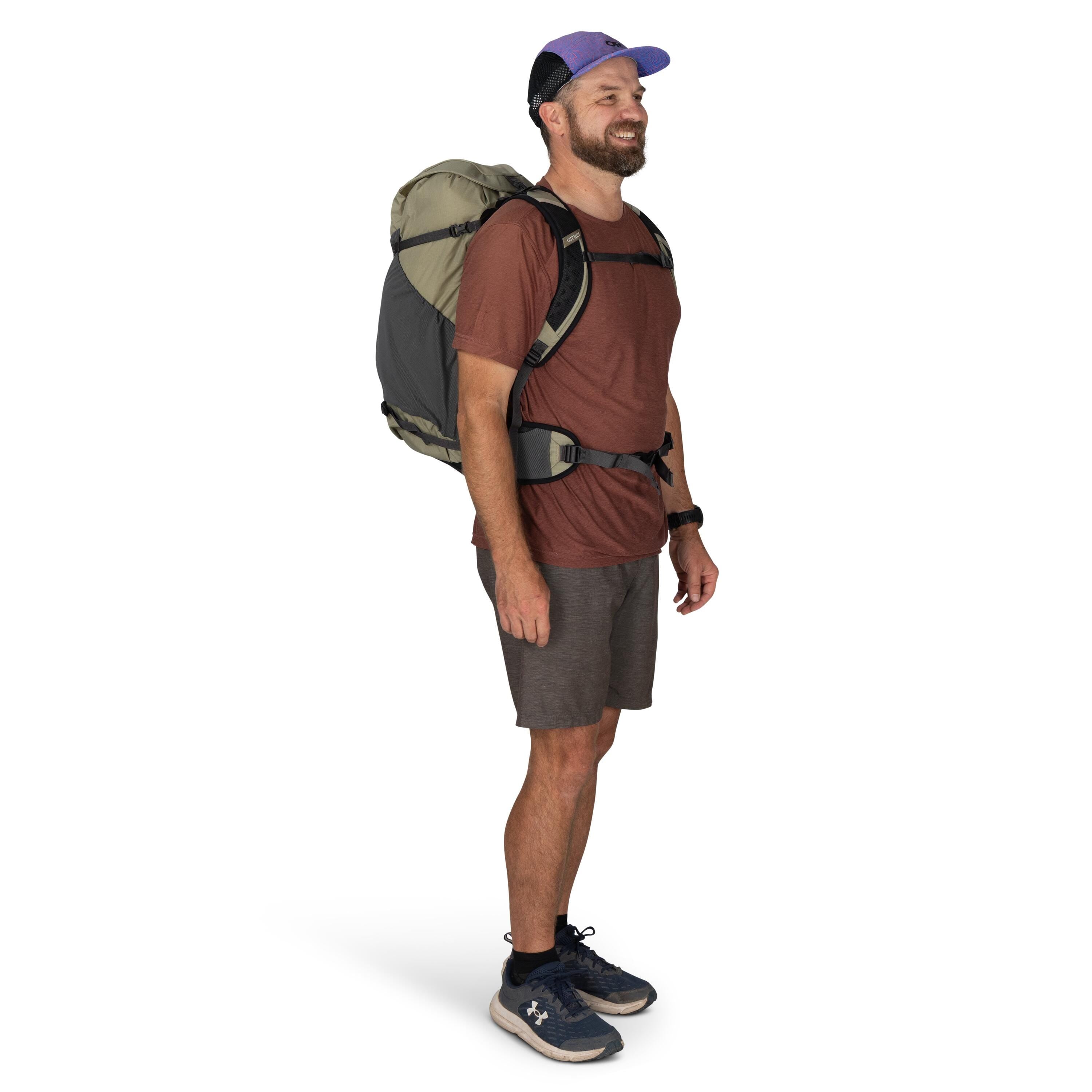 Osprey Hikelite 32 Hiking Backpack 32L in Olive Tan — lifestyle