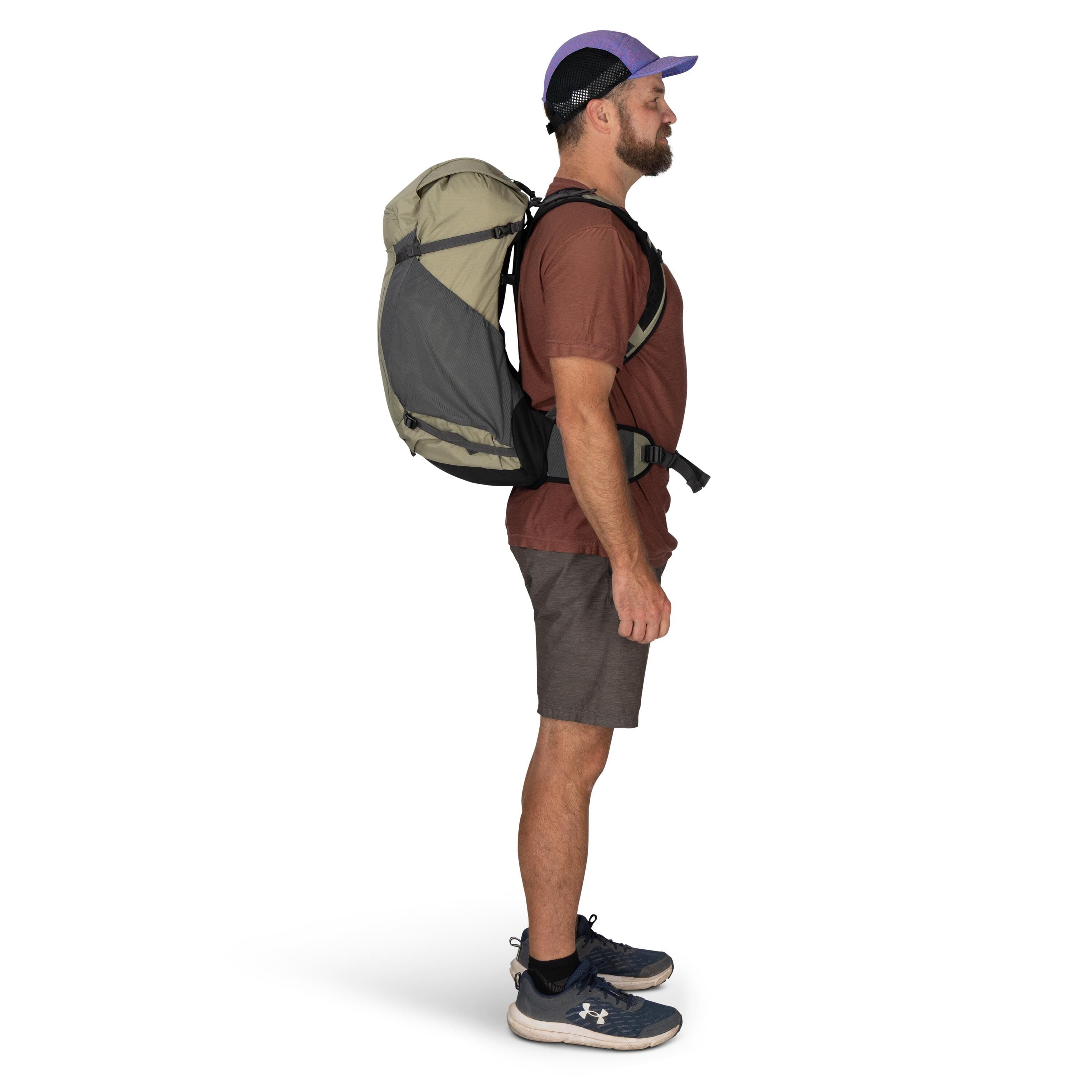 Osprey Hikelite 32 Hiking Backpack 32L in Olive Tan — lifestyle 2