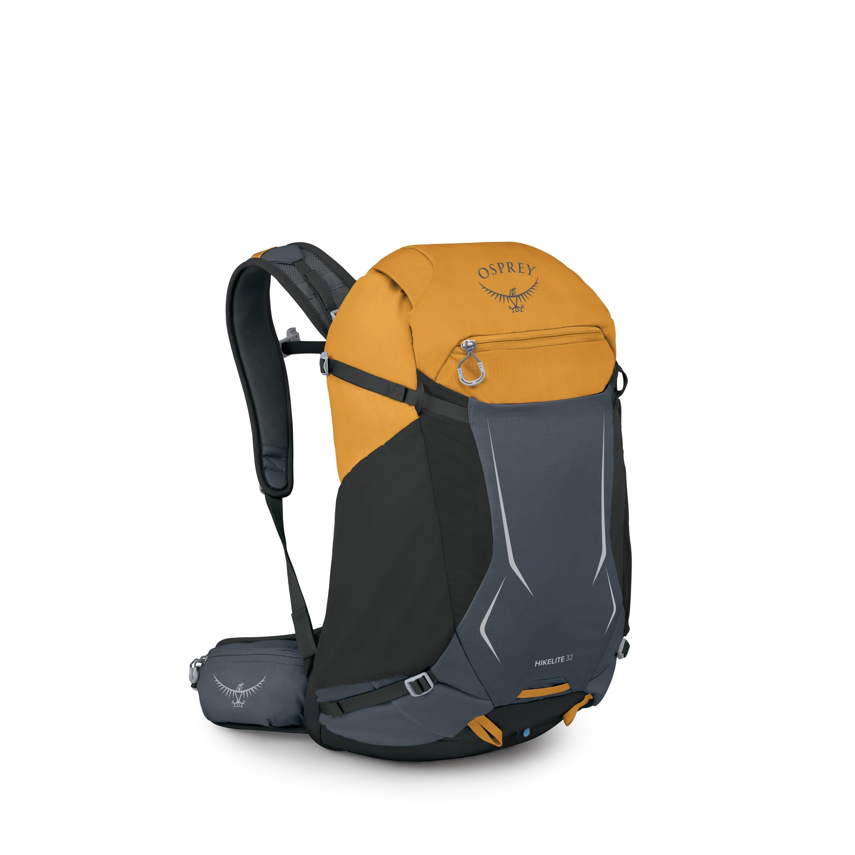 Osprey Hikelite 32 Hiking Backpack 32L in Tungsten-Yellow — angle view 2