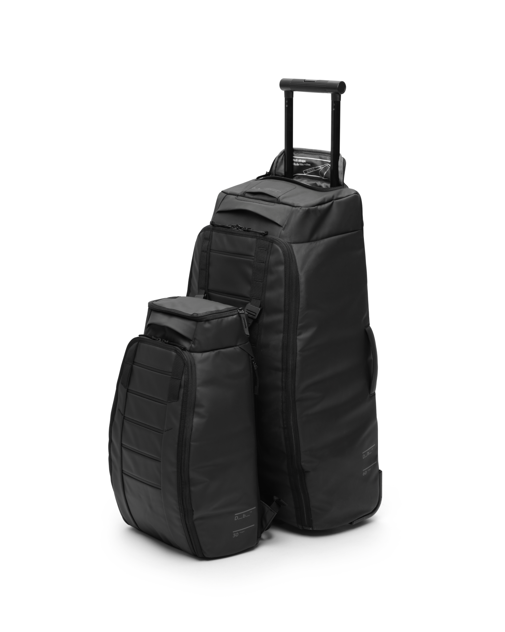 Db Journey Hugger Roller Bag Check-in 60L in Black Out — angle view 3 # color_Black Out
