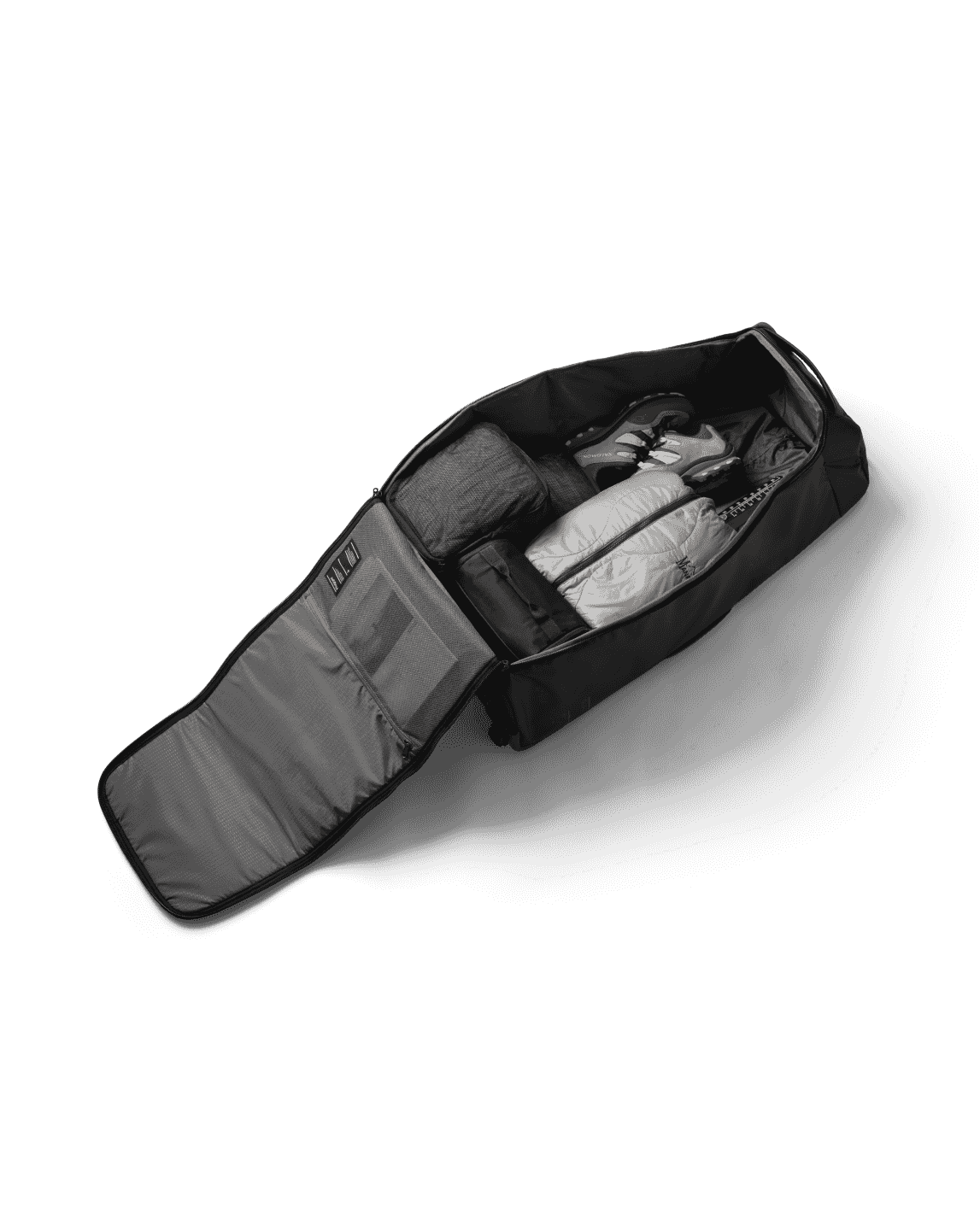 Db Journey Hugger Roller Bag Check-in 90L in Black Out — packed view 2 # color_Black Out