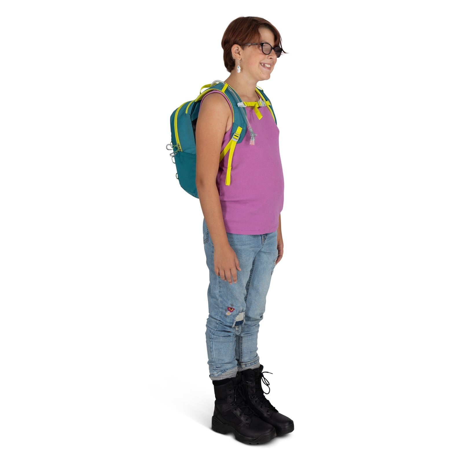 Osprey Hydrajet 12 Kids Hydration Pack 12L in Blue Spikemoss — lifestyle