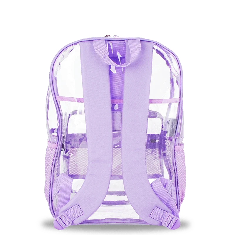 J World Clear Laptop Backpack in Digital Lavender — back view # color_Digital Lavender