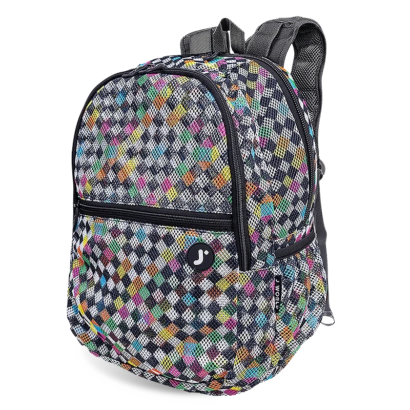 J World Mesh Backpack in Checkers — angle view 2 # color_Checkers