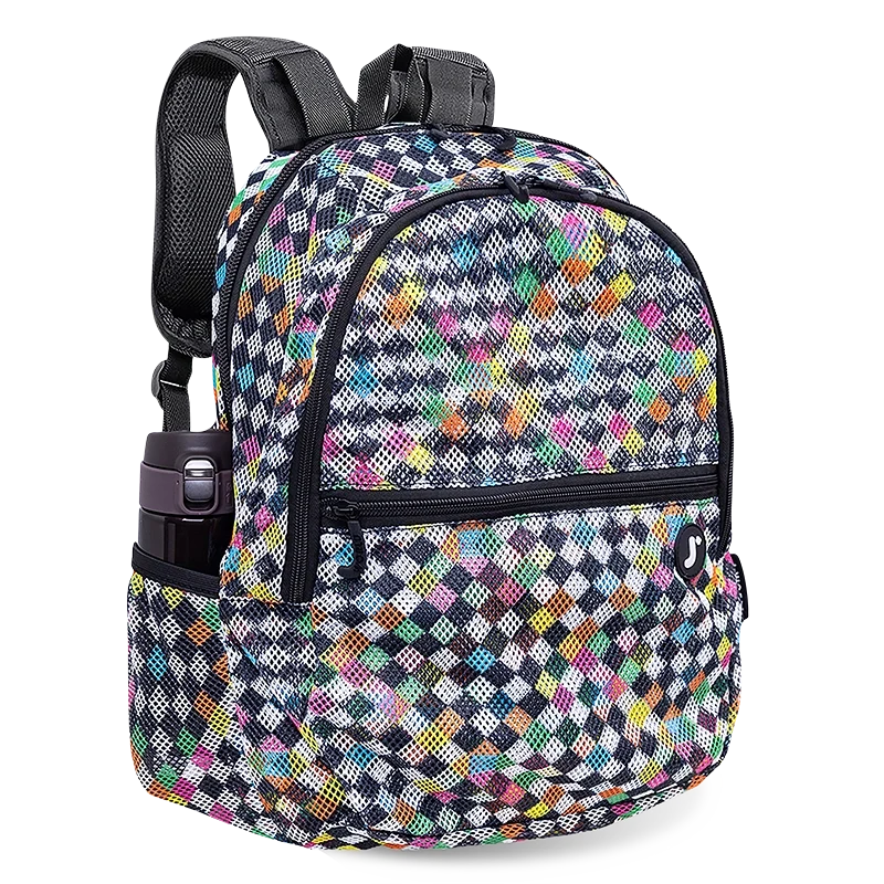 J World Mesh Backpack in Checkers — angle view 3 # color_Checkers