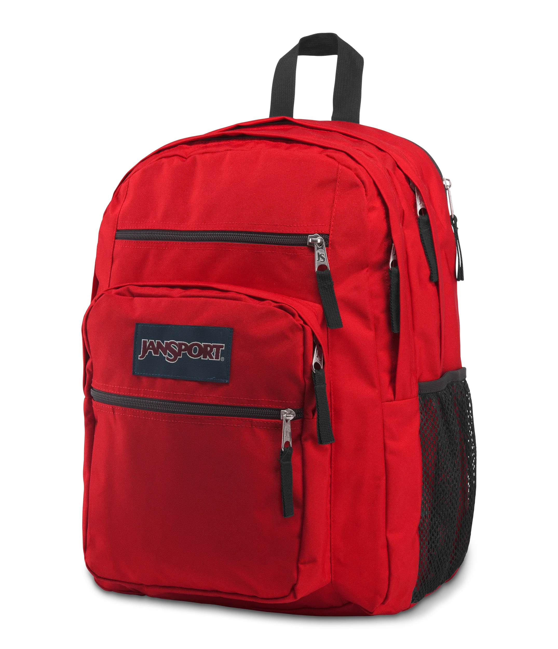 JanSport Big Student Backpack 34L in Red Tape — angle view 2 # color_Red Tape