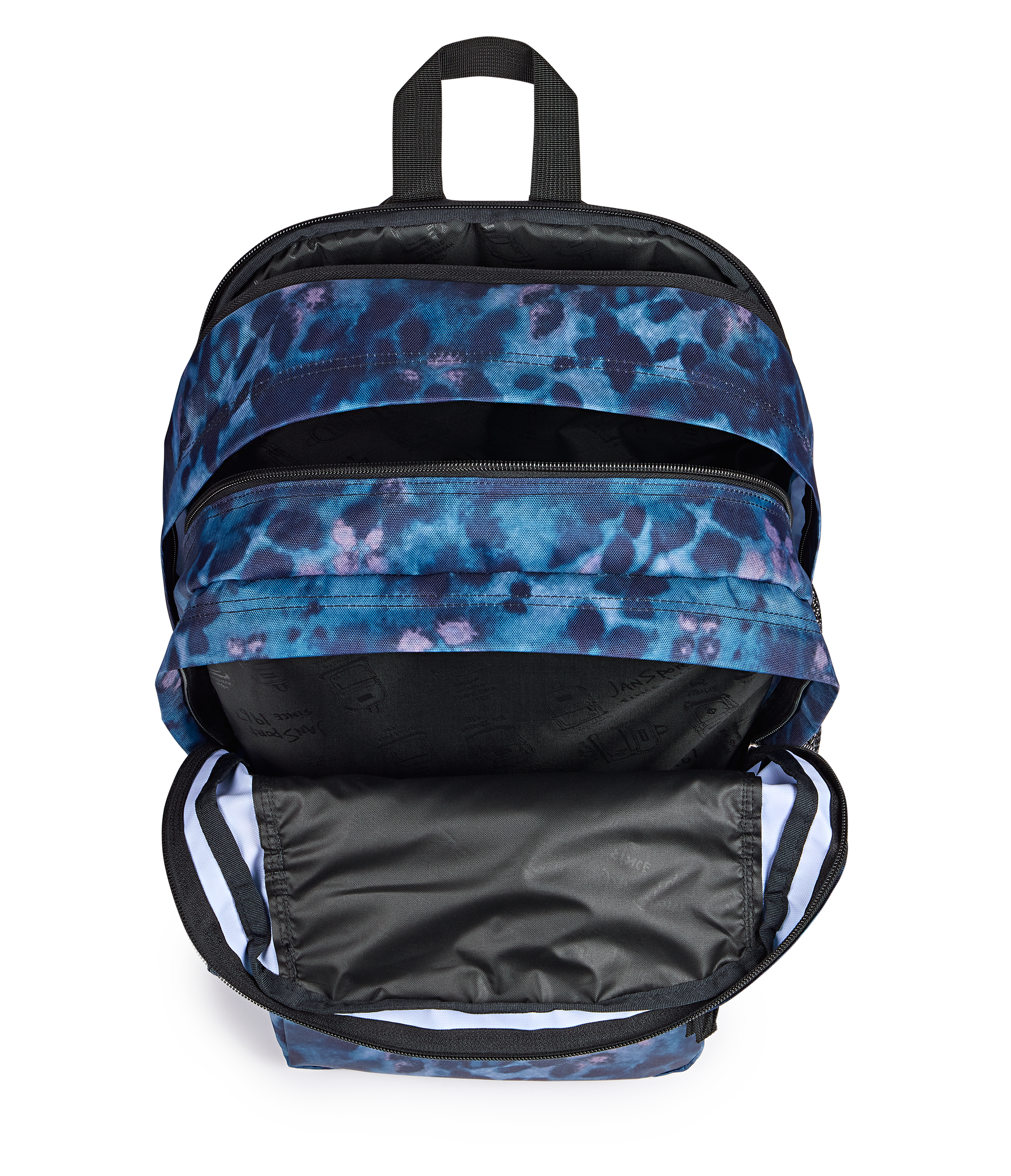 JanSport Big Student Backpack 34L in Ghostly Floral — interior view # color_Ghostly Floral