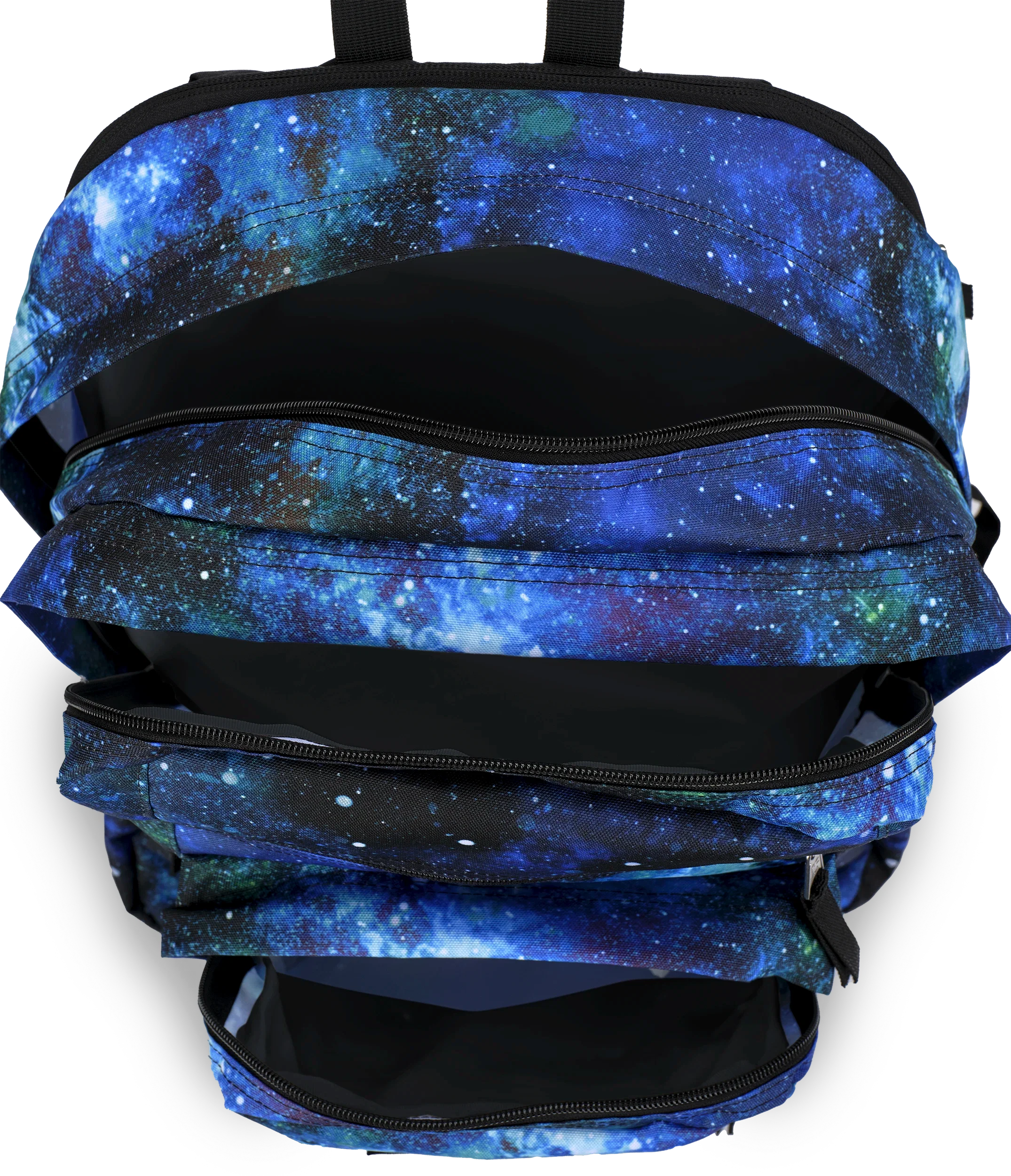 JanSport Big Student Backpack 34L in Cyberspace Galaxy — interior view # color_Cyberspace Galaxy