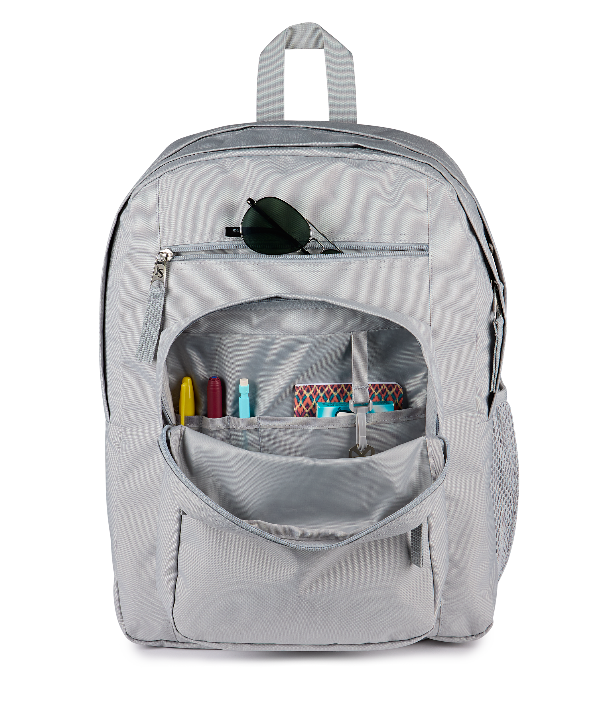 JanSport Big Student Backpack 34L in Grounded Grey — detail view 3 # color_Grounded Grey
