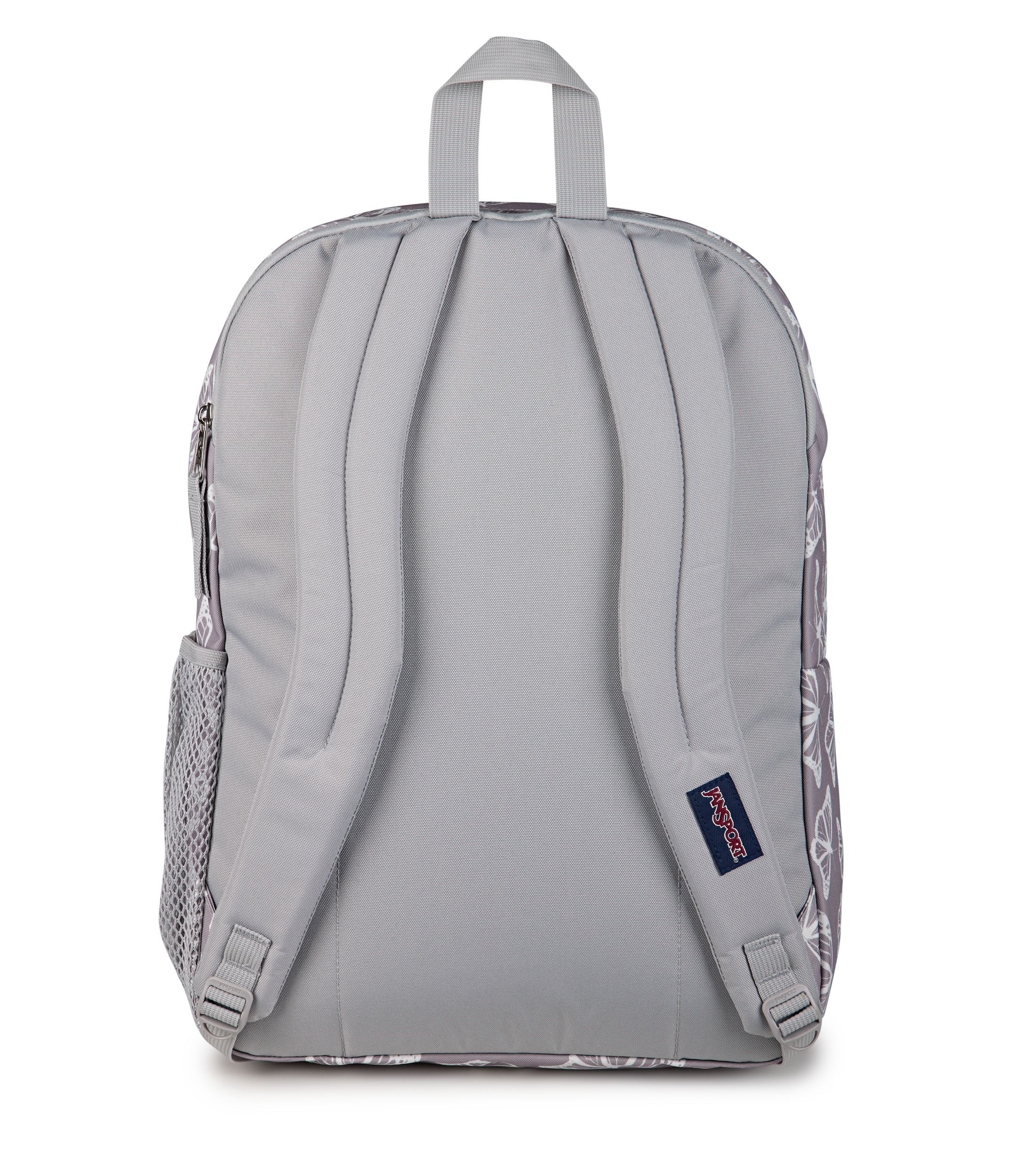 JanSport Big Student Backpack 34L in Flutter By Grey — back view # color_Flutter By Grey