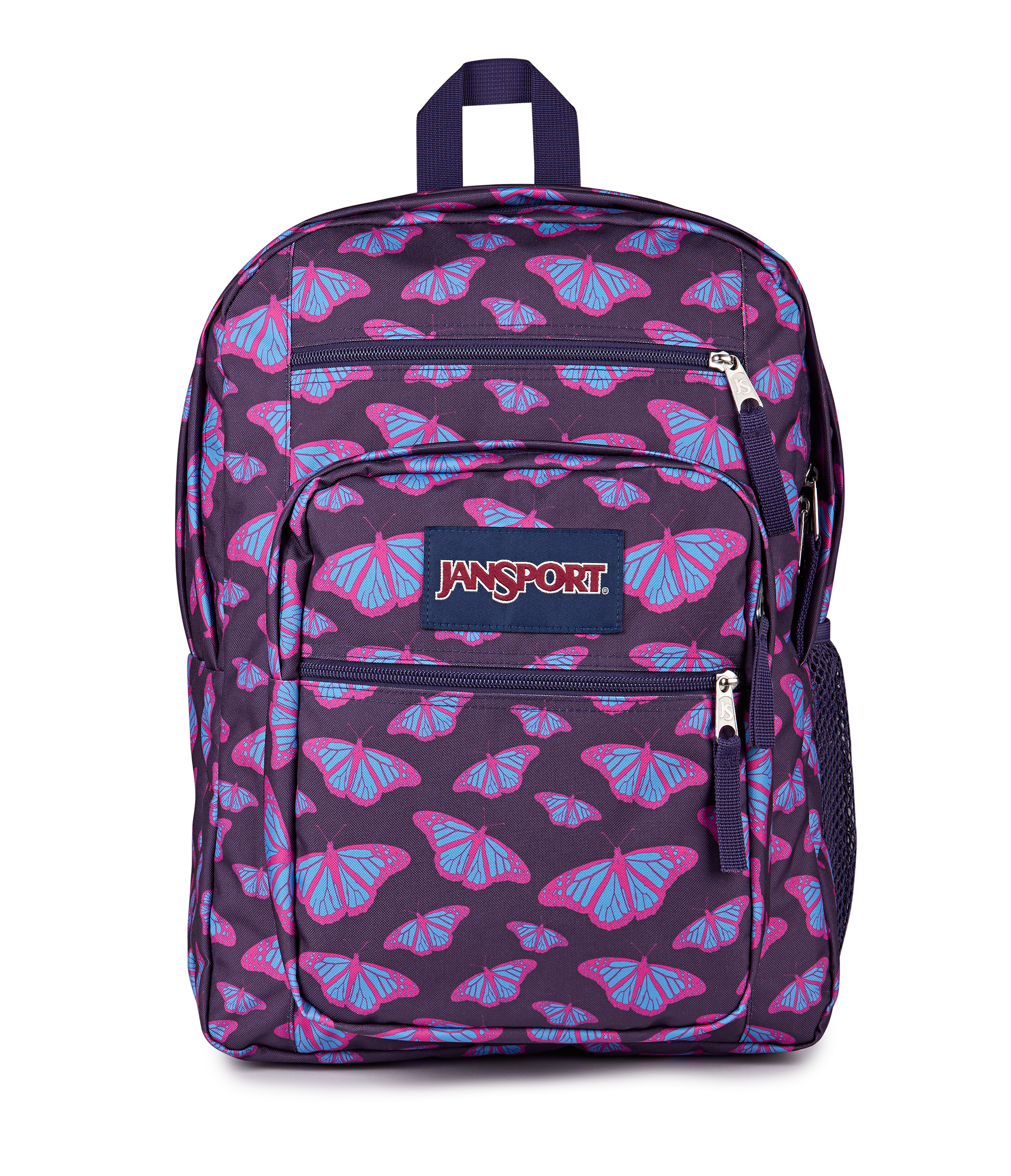 JanSport Big Student Backpack 34L in Flutter By Purple — front view # color_Flutter By Purple
