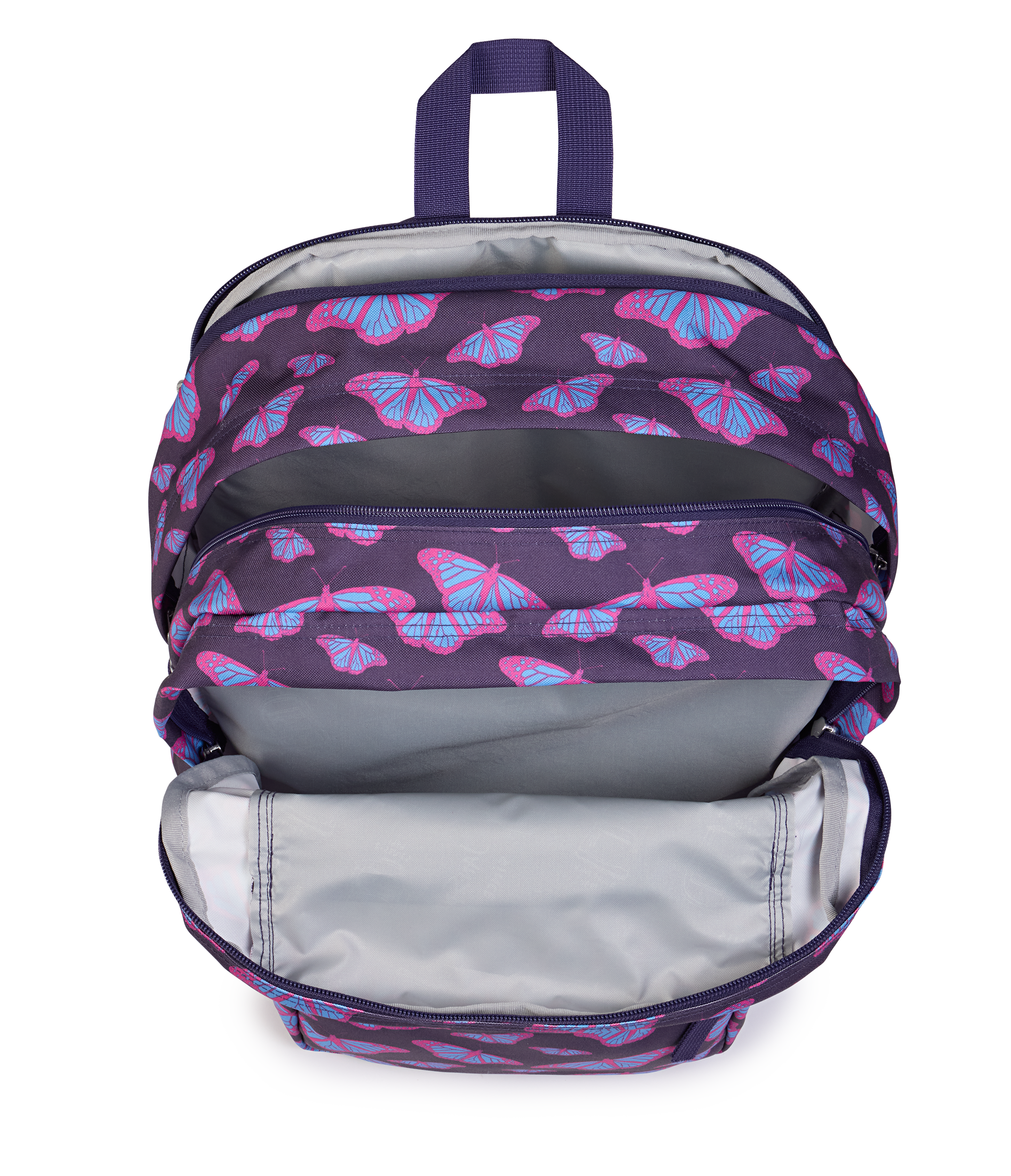 JanSport Big Student Backpack 34L in Flutter By Purple — interior view # color_Flutter By Purple