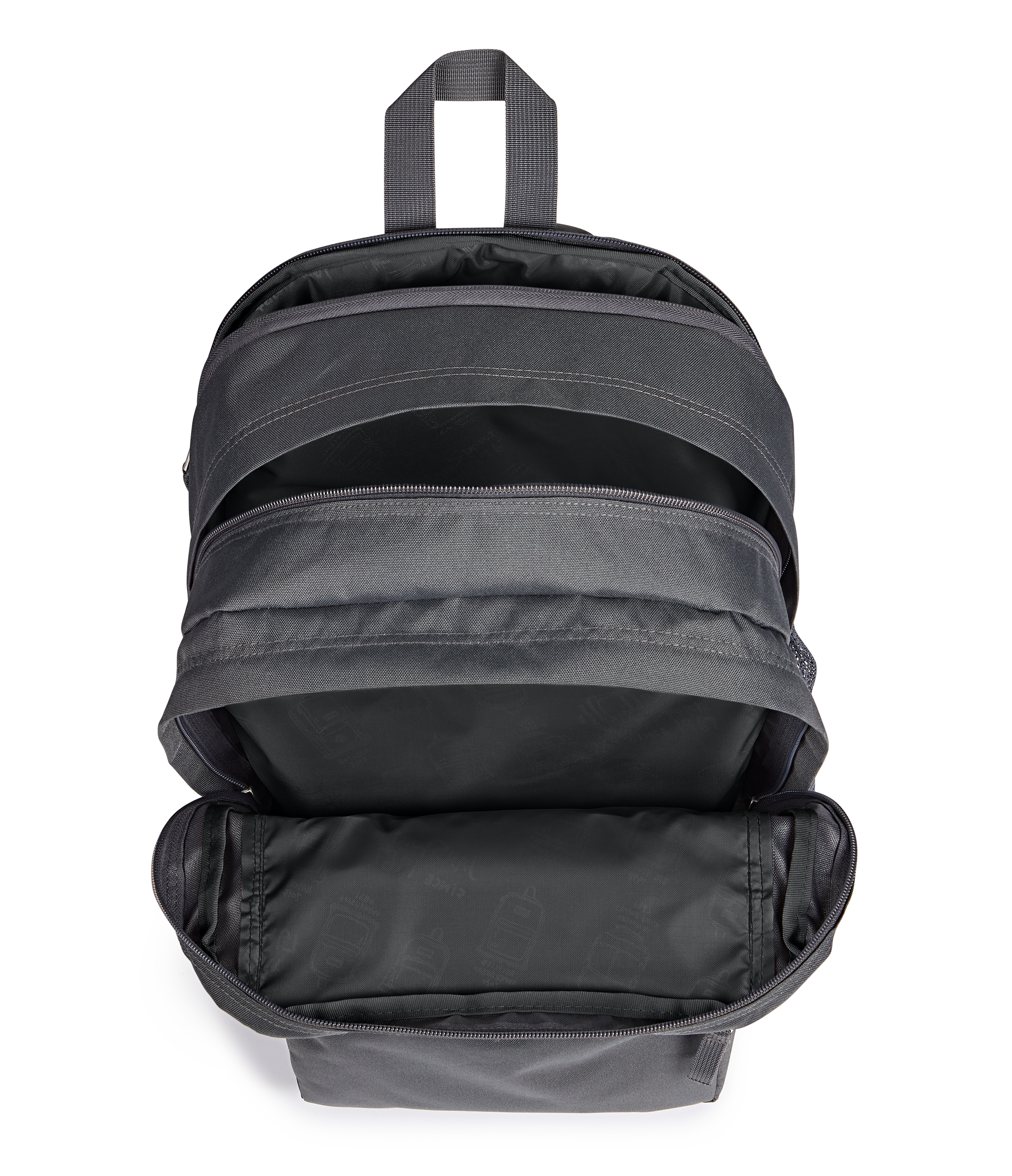 JanSport Big Student Backpack 34L in Smokey Grit — interior view # color_Smokey Grit