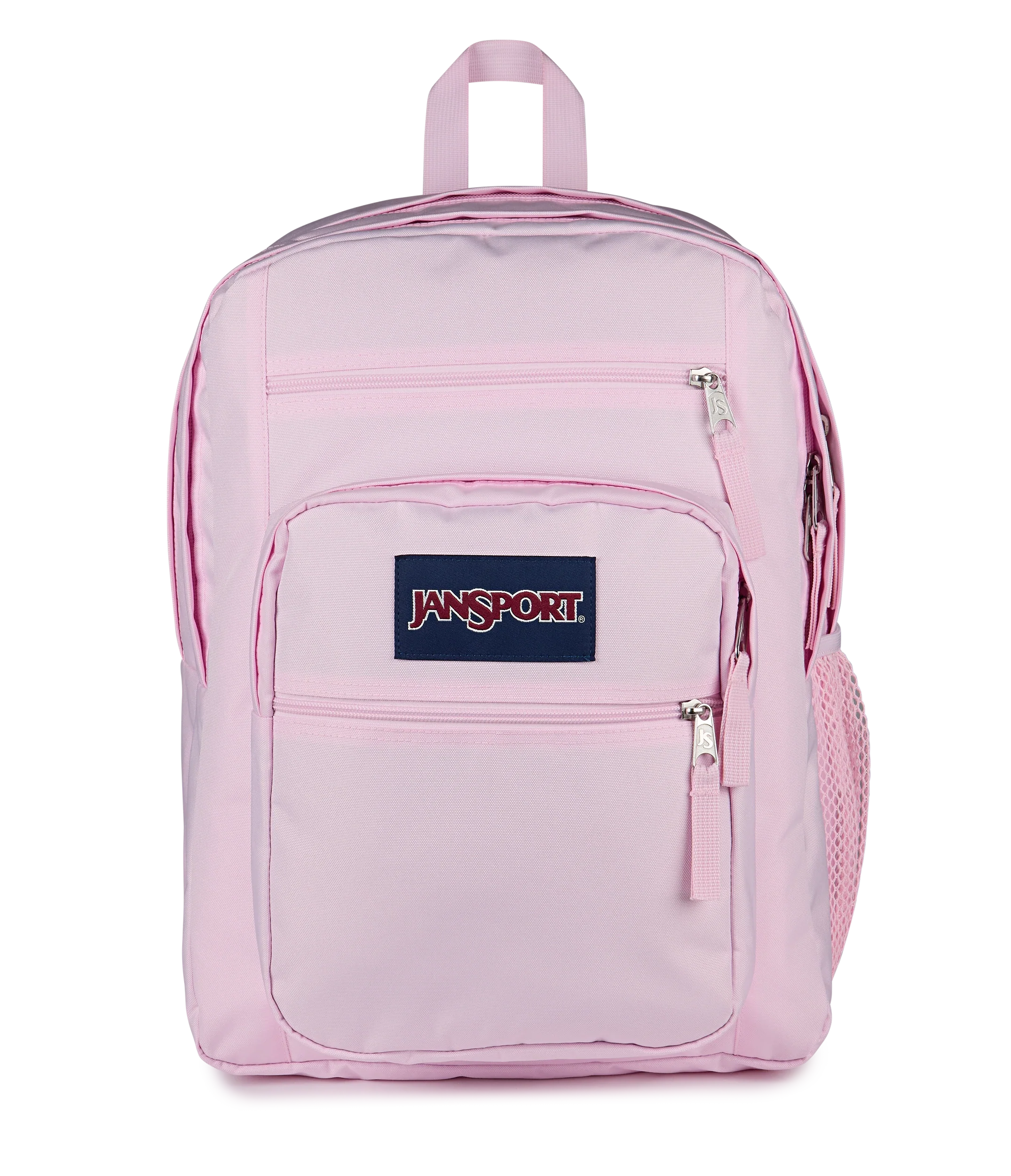 JanSport Big Student Backpack 34L in Pink Ice — front view # color_Pink Ice