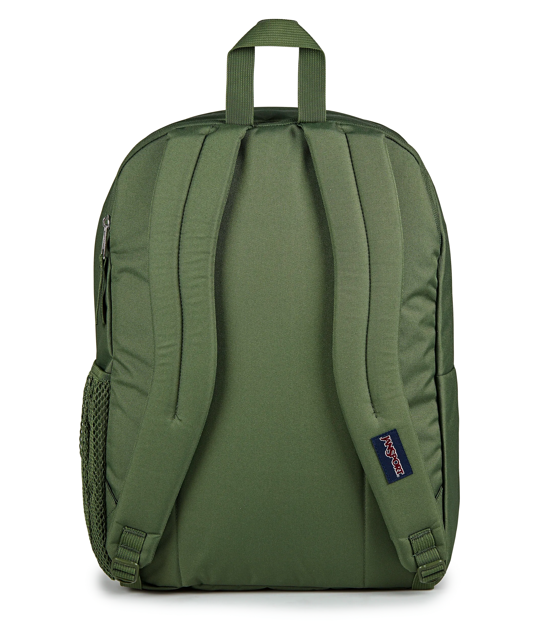 JanSport Big Student Backpack 34L in Cargo Green — back view # color_Cargo Green