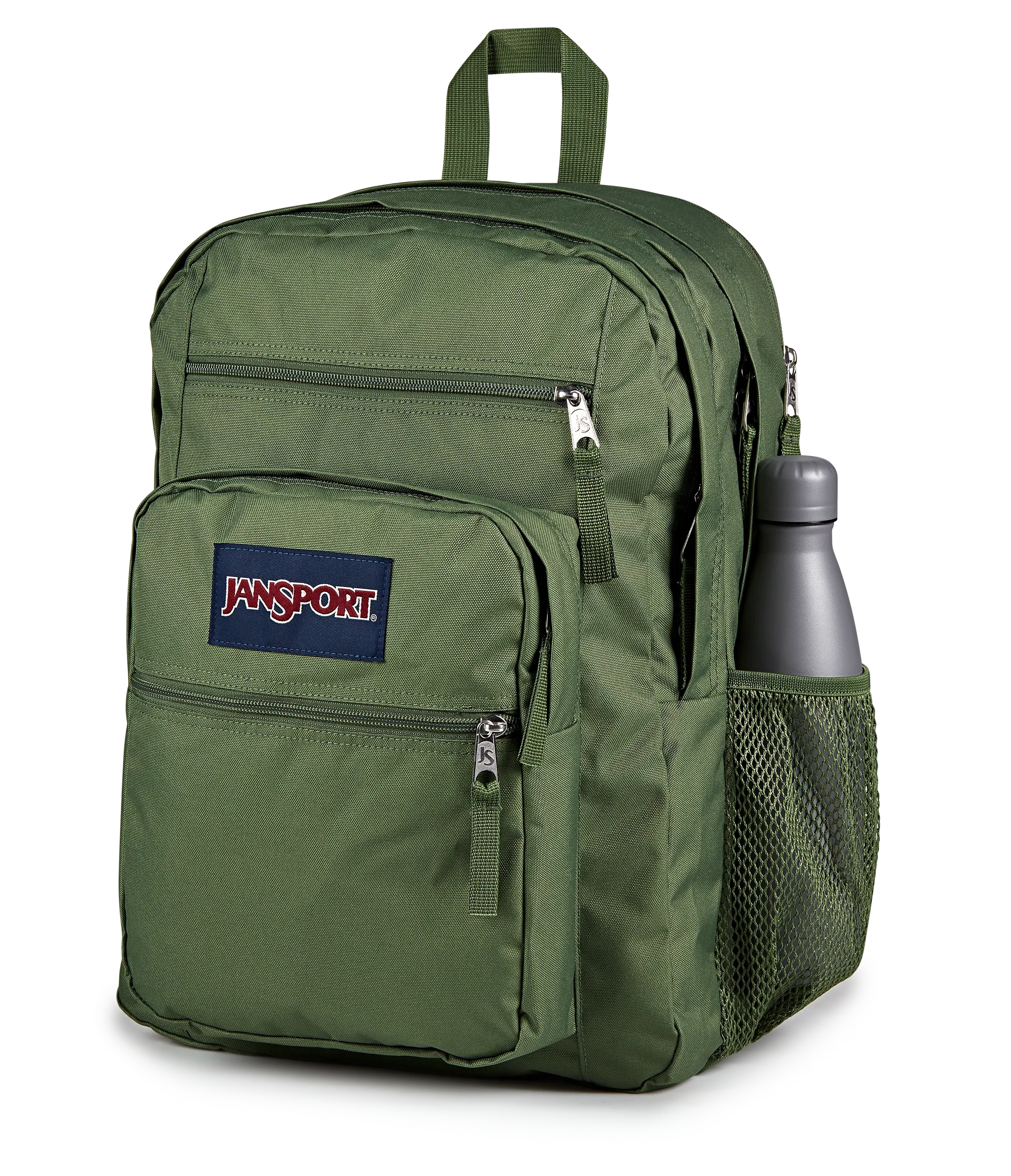 JanSport Big Student Backpack 34L in Cargo Green — detail view # color_Cargo Green