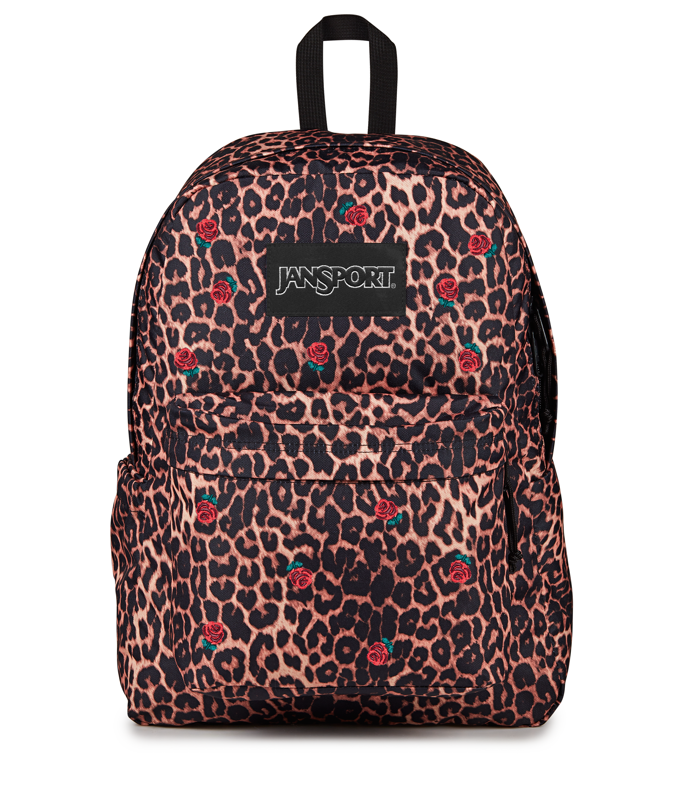 JanSport Superbreak Plus FX in Leopard Rose — front view