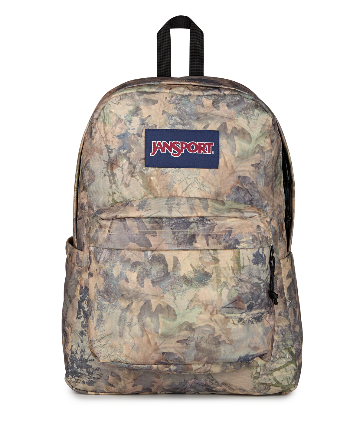 JanSport SuperBreak Plus Iconic Style in Bogcore Camo — front view # color_Bogcore Camo