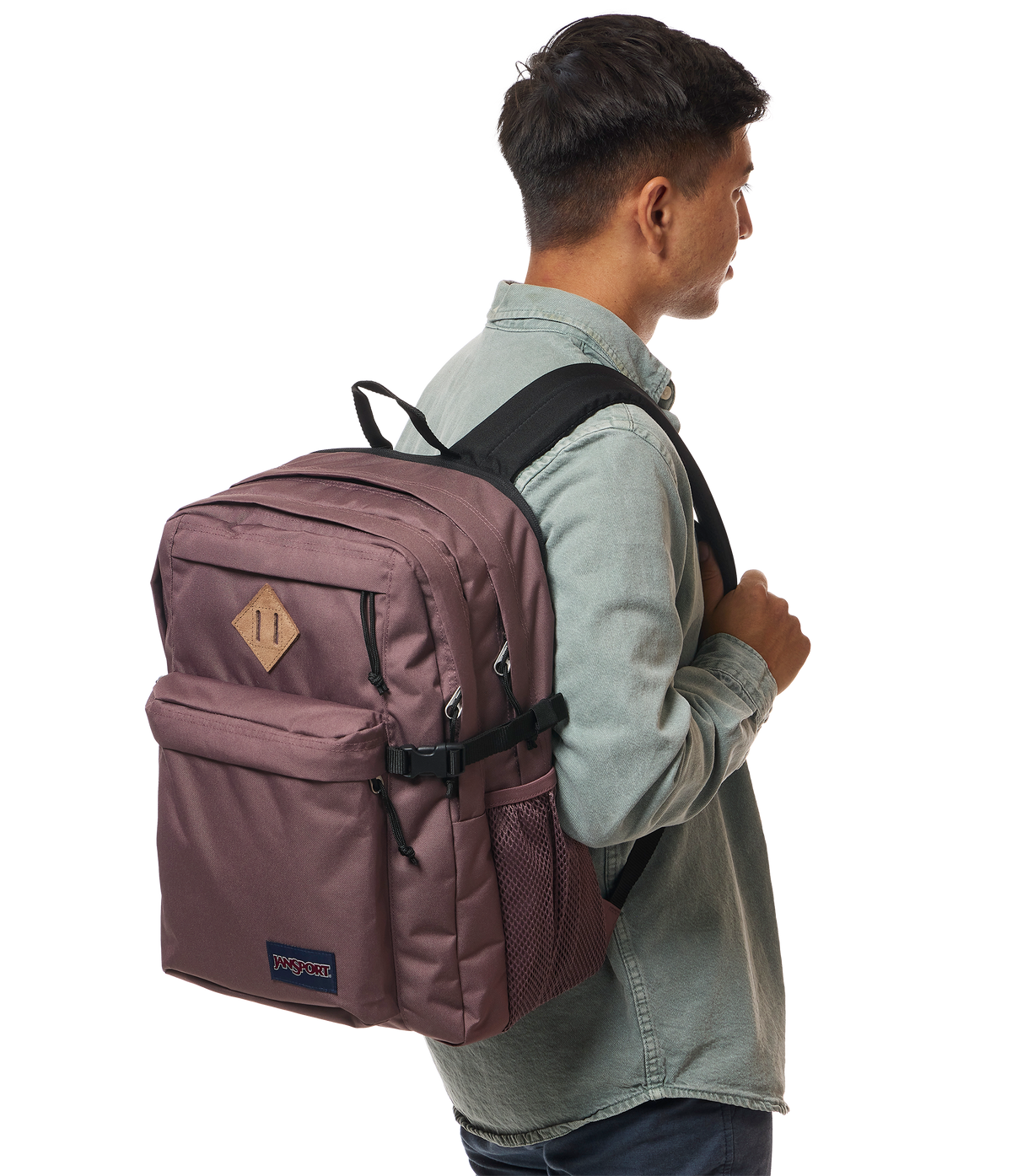 JanSport Main Campus Iconic Style in Mahogany Haze — lifestyle