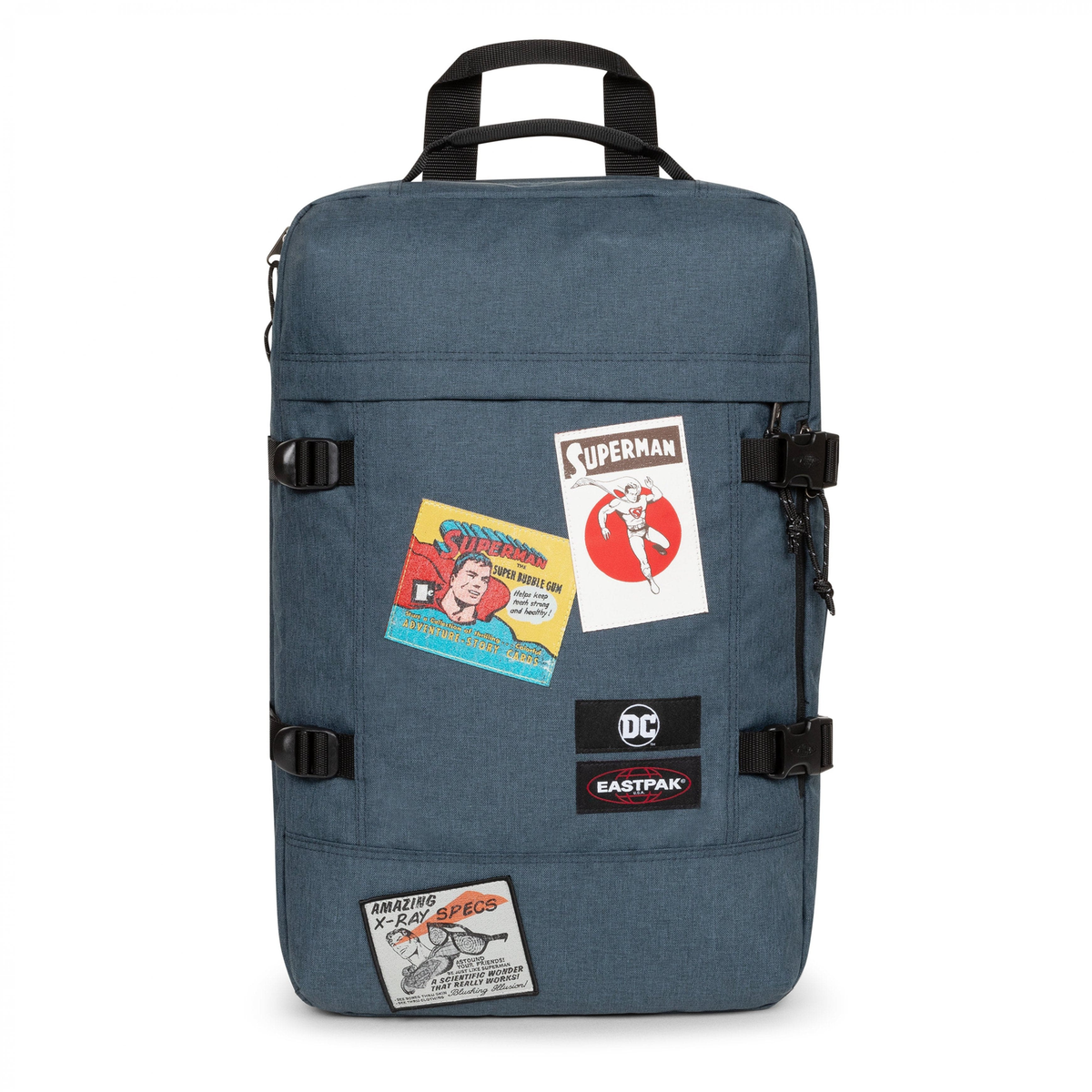 Eastpak Travelpack Backpack 42L in Superman Patch — front view # color_Superman Patch