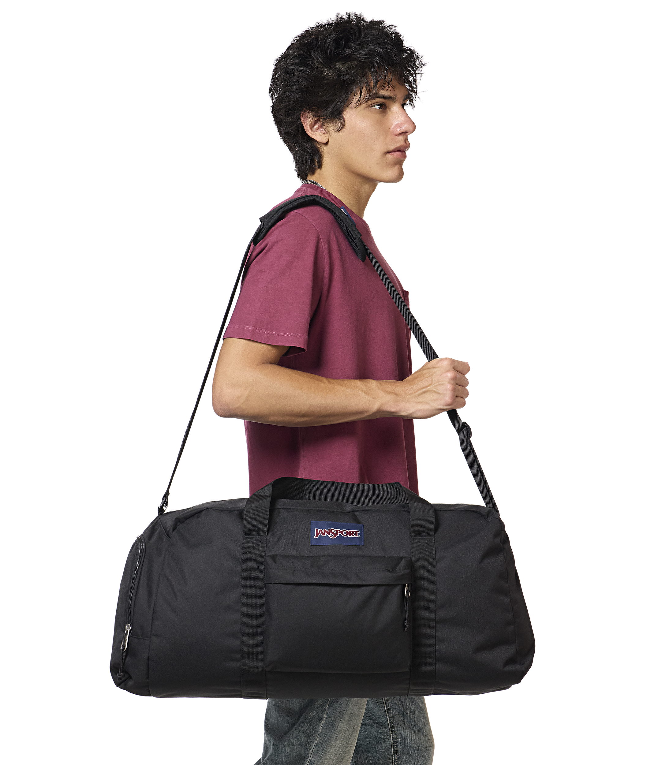 JanSport Weekender Large Duffel in Black — angle view 2
