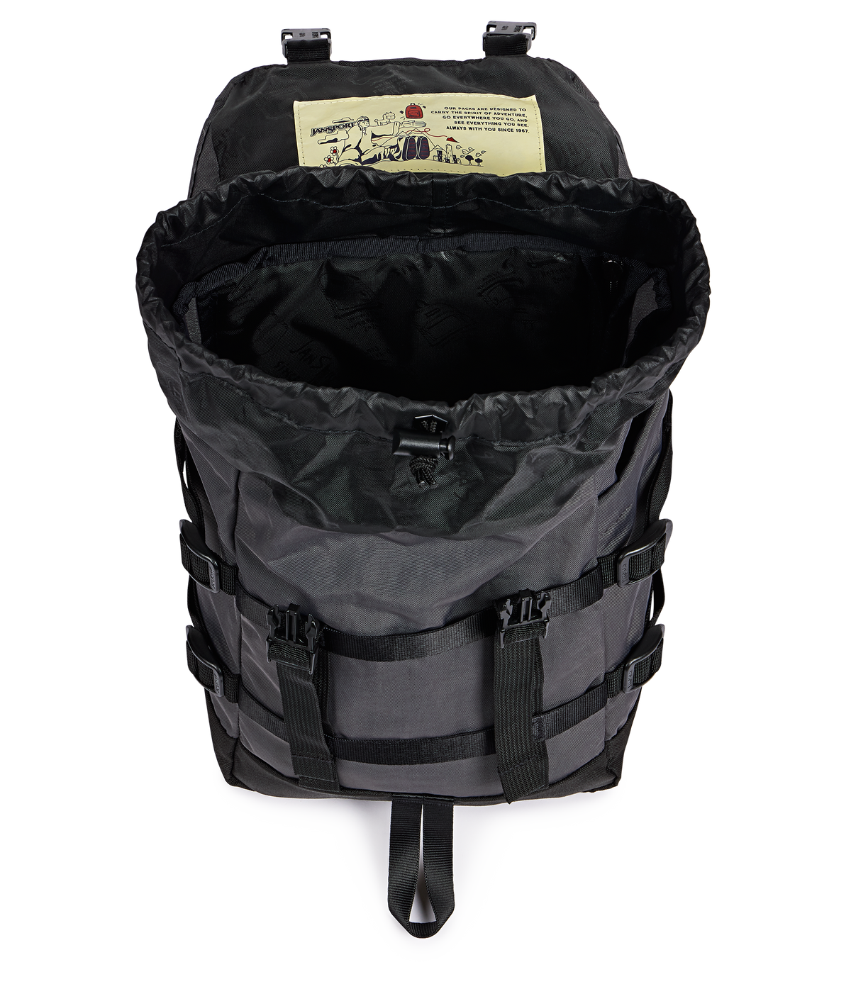 Jansport Mini Skip Pack Retro Series in Smokey Grit — interior view