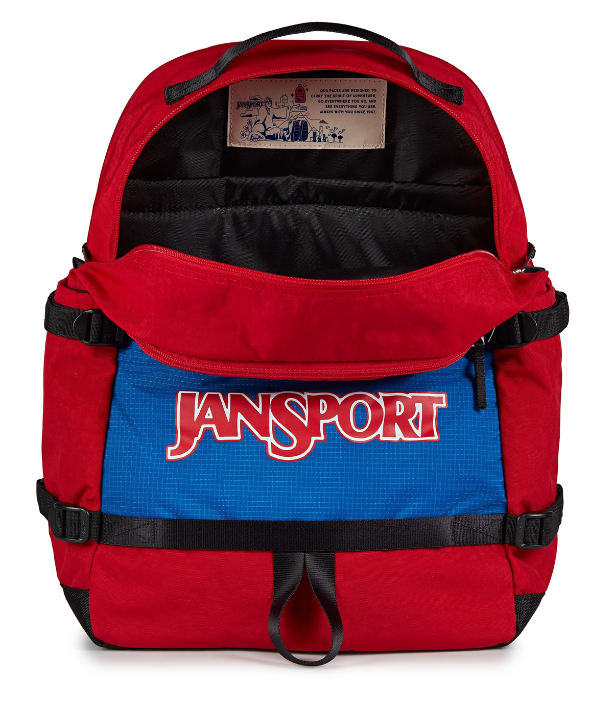 Jansport Small Seattle Pack Retro Series in Red Tape — interior view