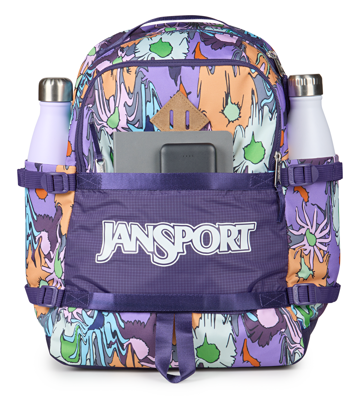 Jansport Small Seattle Pack Retro Series in Melted Blooms Yellow — detail view 3