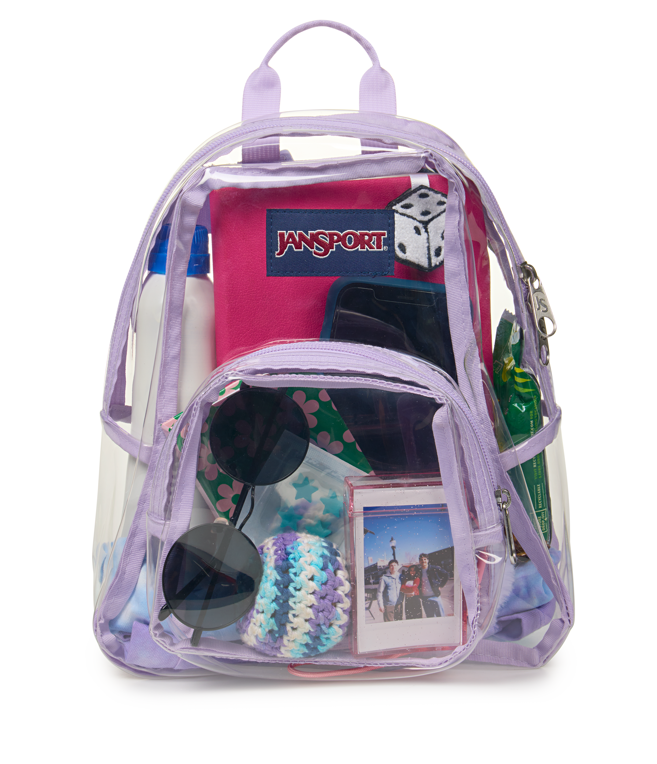 JanSport Clear Mini Pack in Pastel Lilac — detail view 3