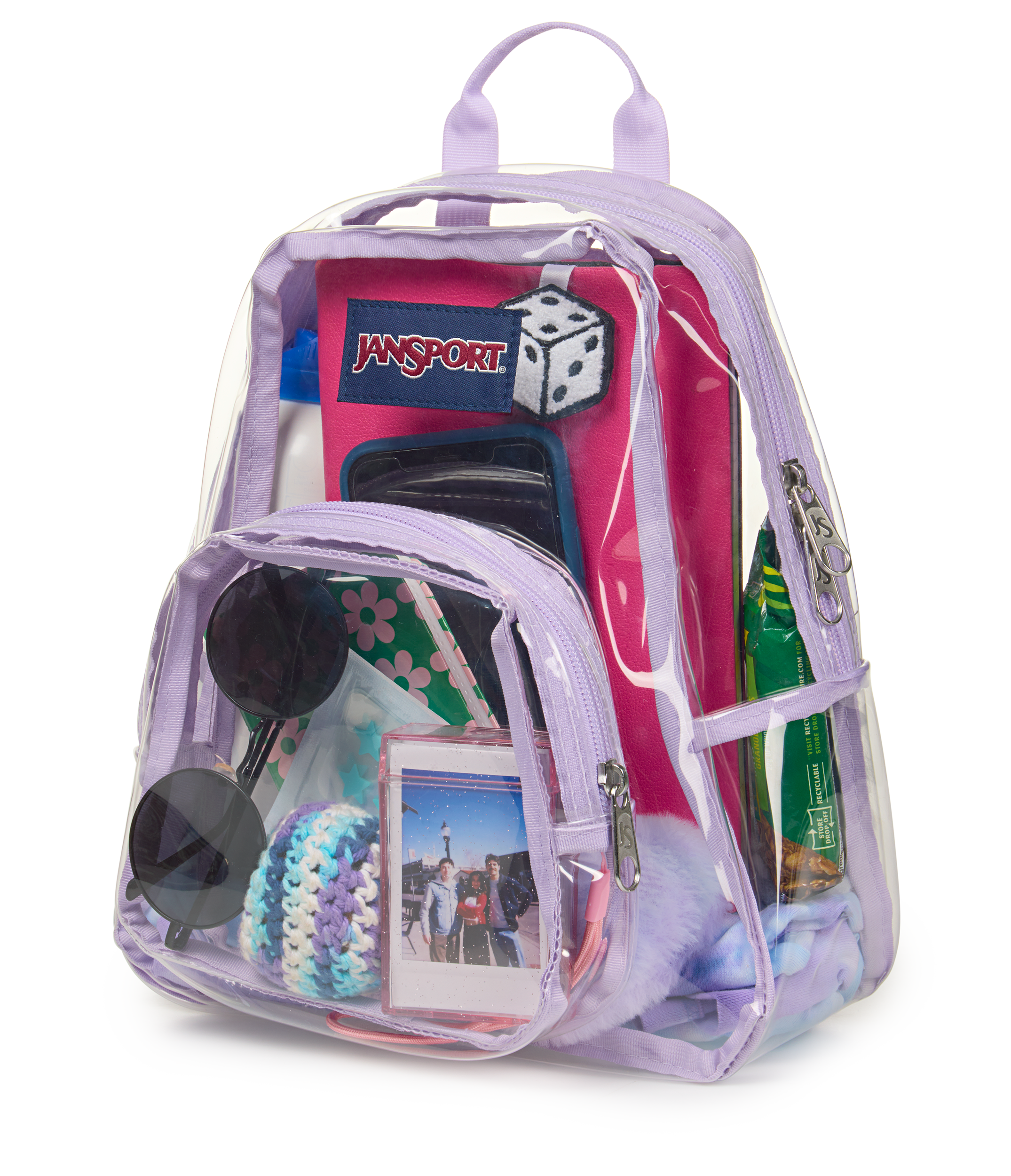 JanSport Clear Mini Pack in Pastel Lilac — detail view 4